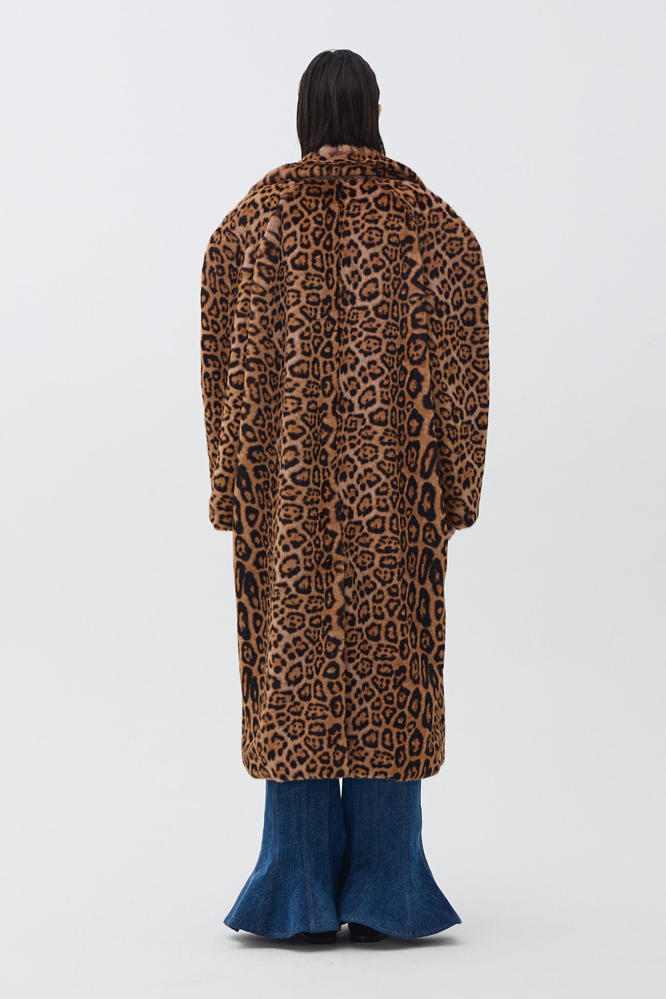 VEGAN FUR LONG RAGLAN COAT_LEOPARD