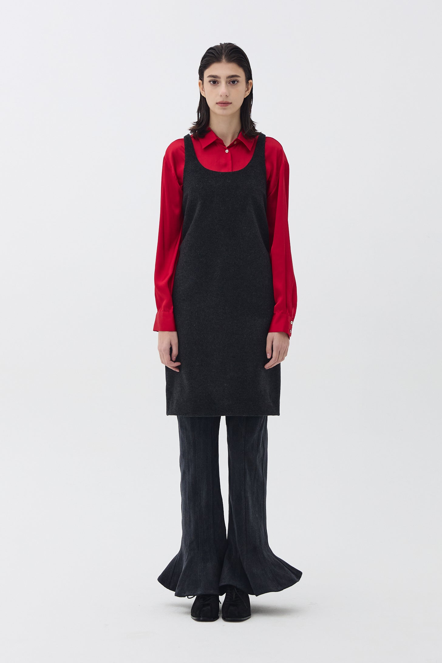 MINIMAL WOOL DRESS_CHARCOAL