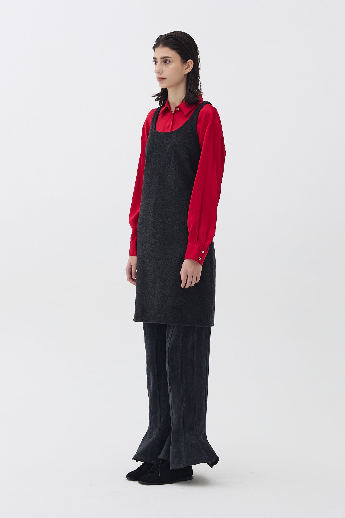 MINIMAL WOOL DRESS_CHARCOAL