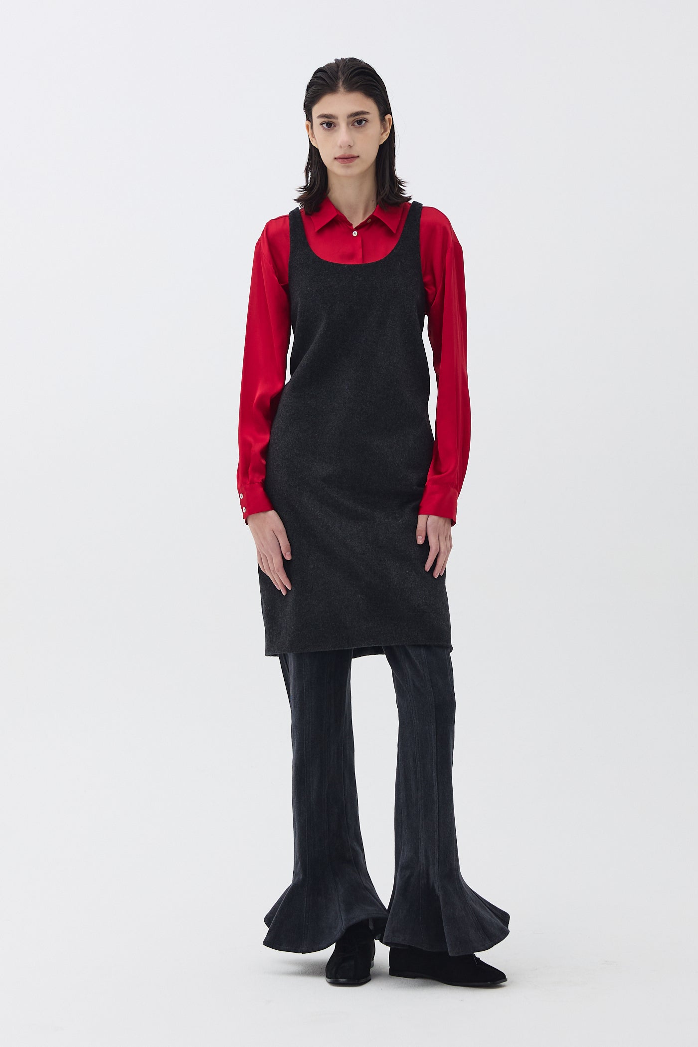 MINIMAL WOOL DRESS_CHARCOAL