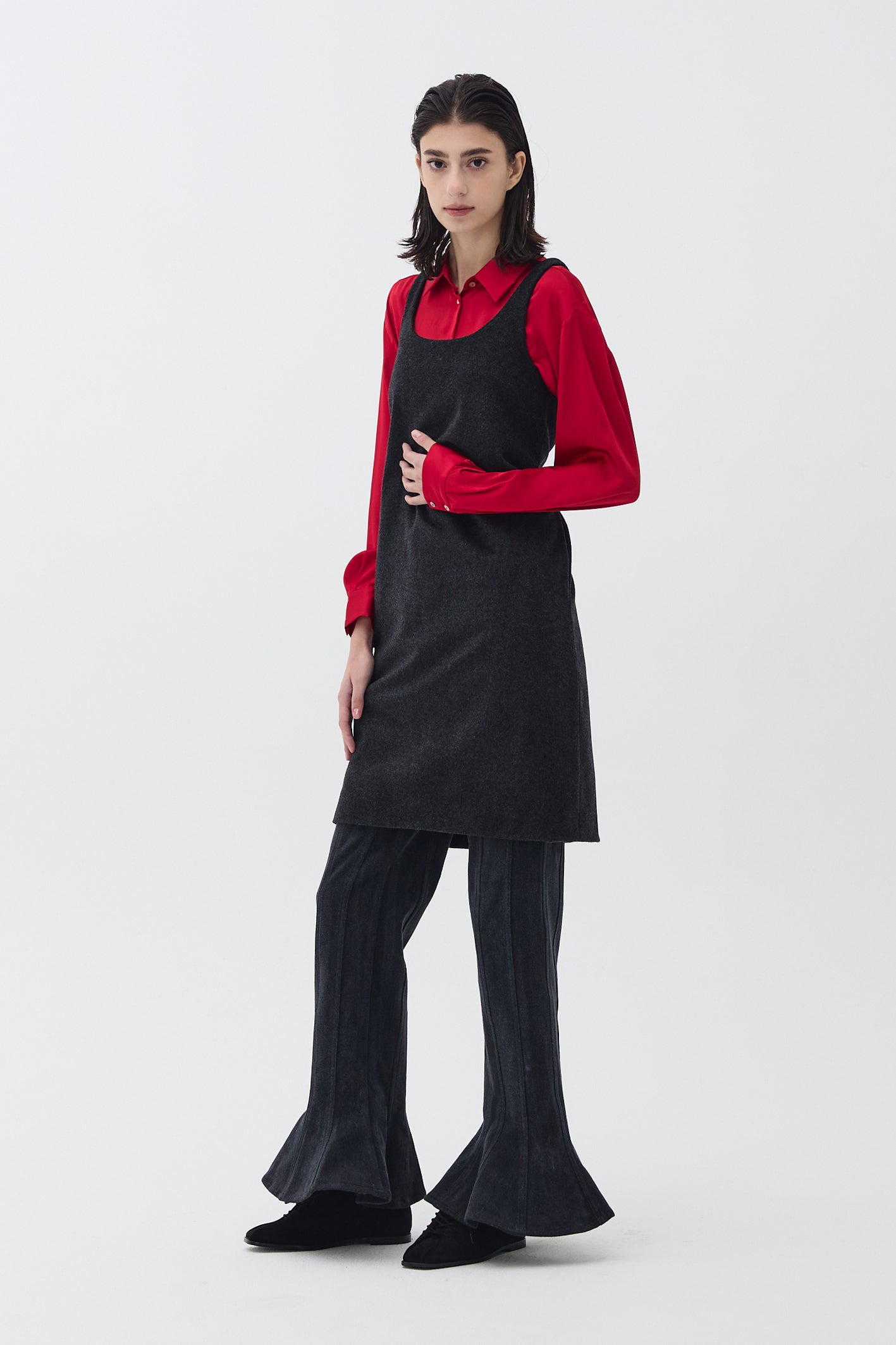 MINIMAL WOOL DRESS_CHARCOAL