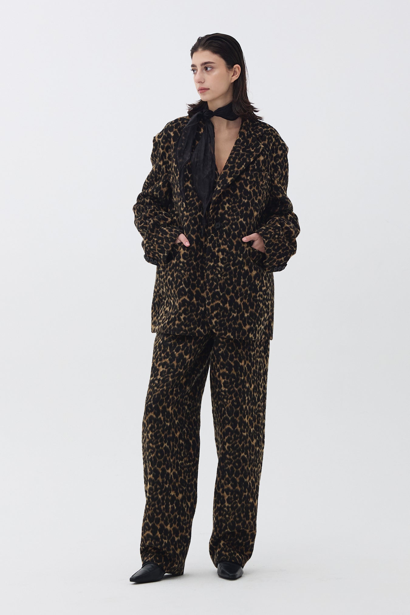 WOOL TWO-TUCK TROUSER_LEOPARD
