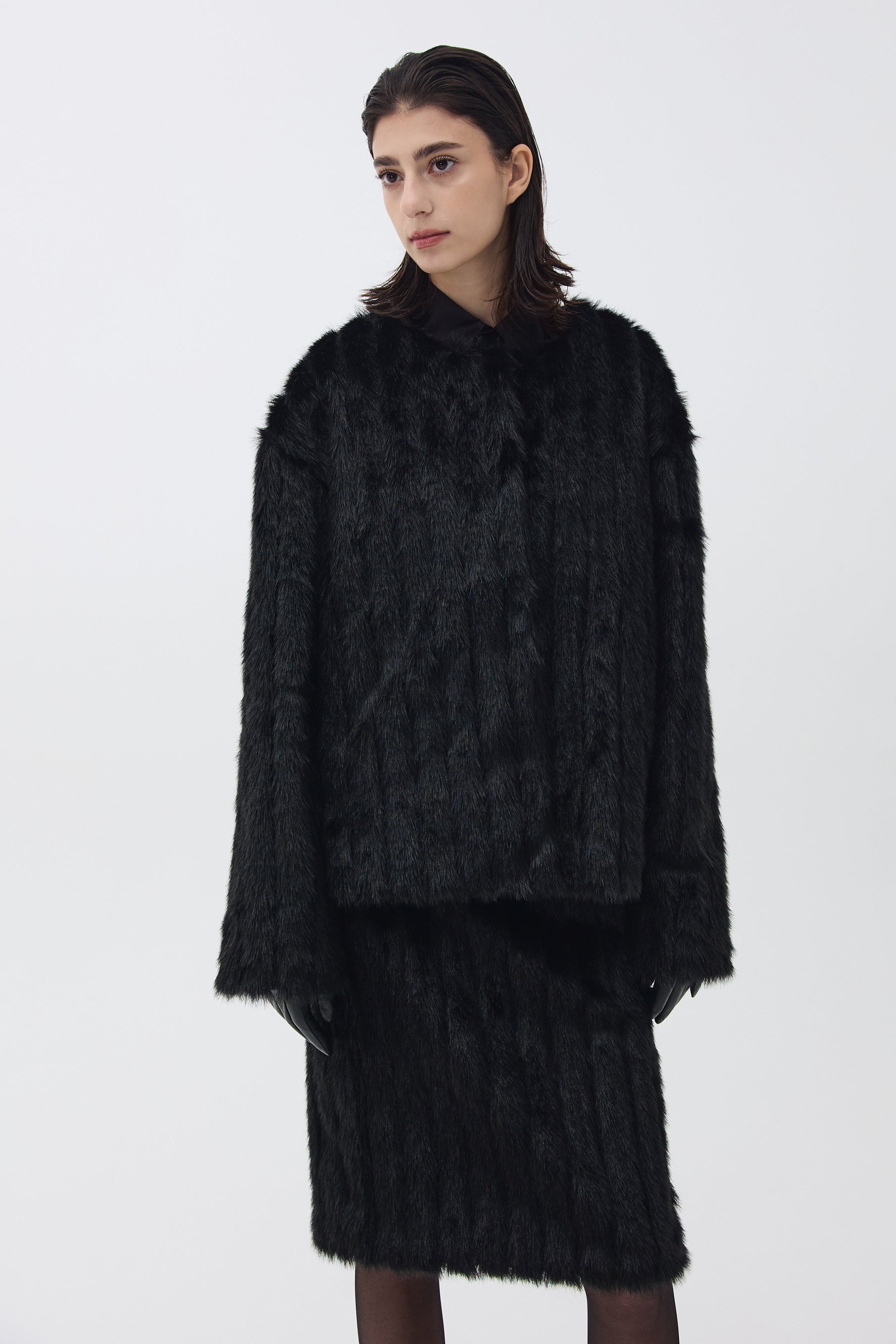 FAUX FUR JACKET_BLACK