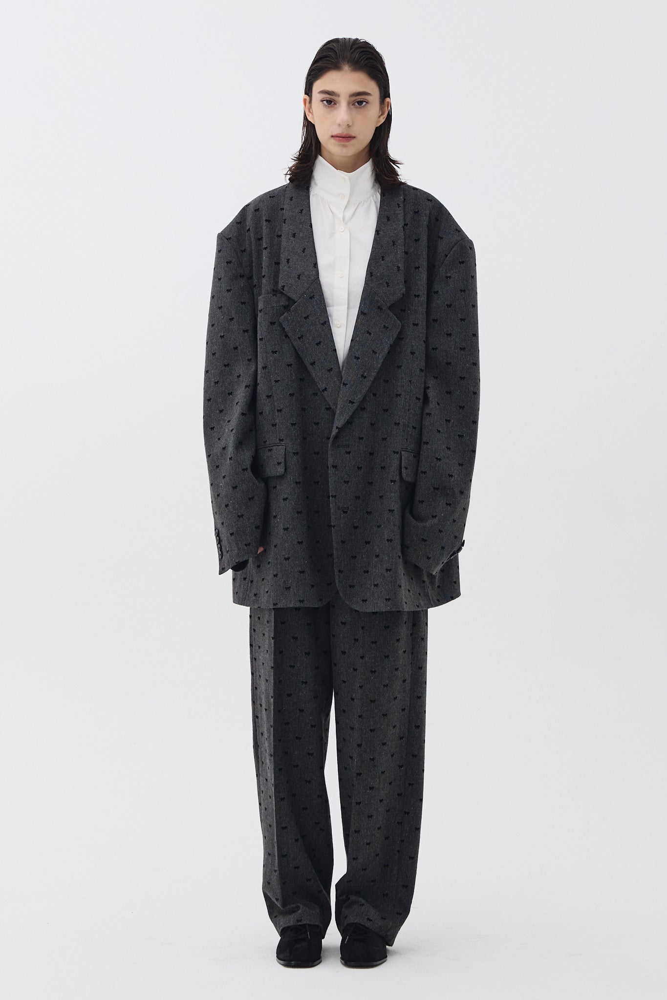 GREY RIBBON WOOL TROUSER_GREY