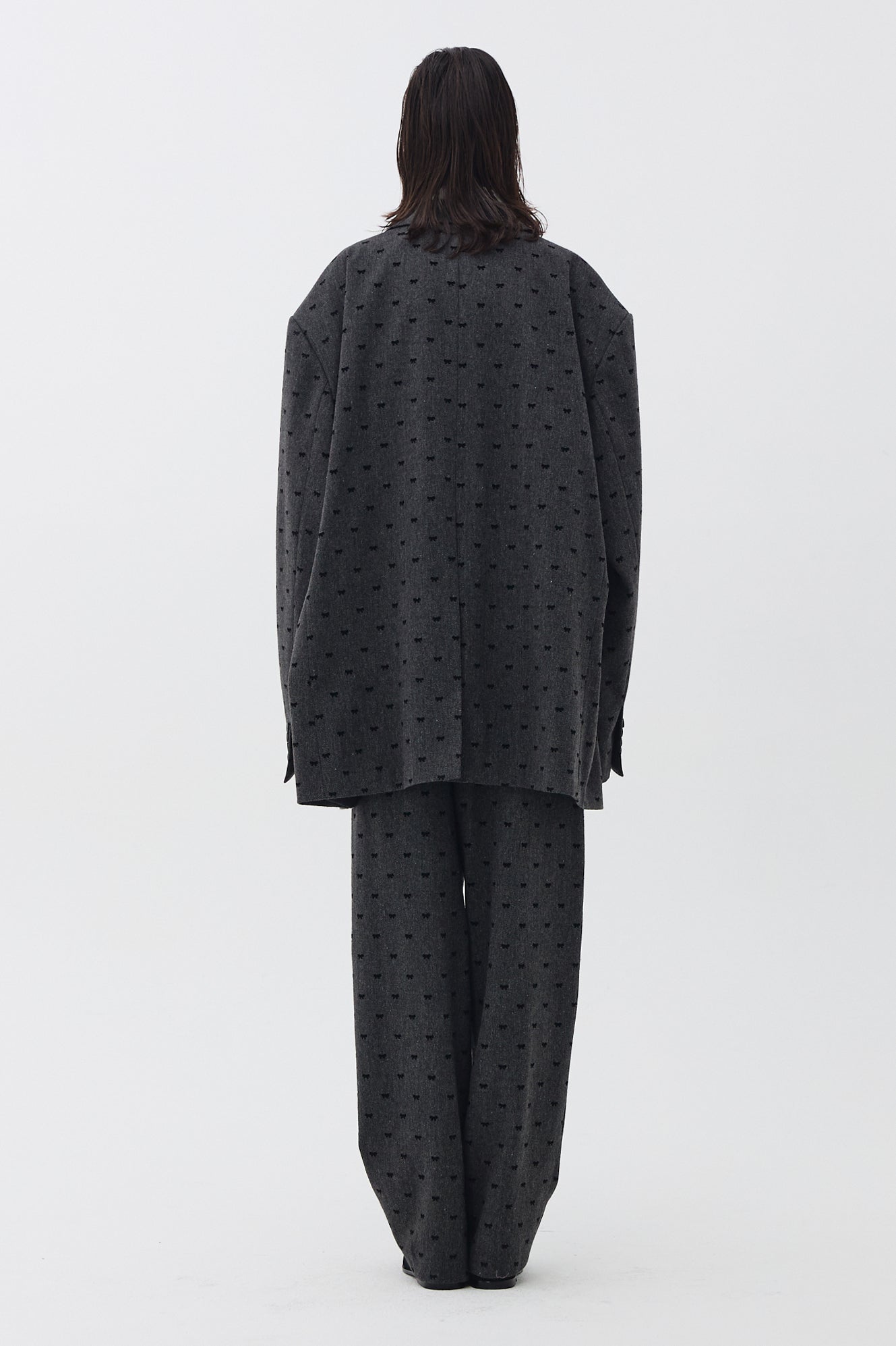 RIBBON LONG-LAPEL OVERSIZED JACKET_GREY