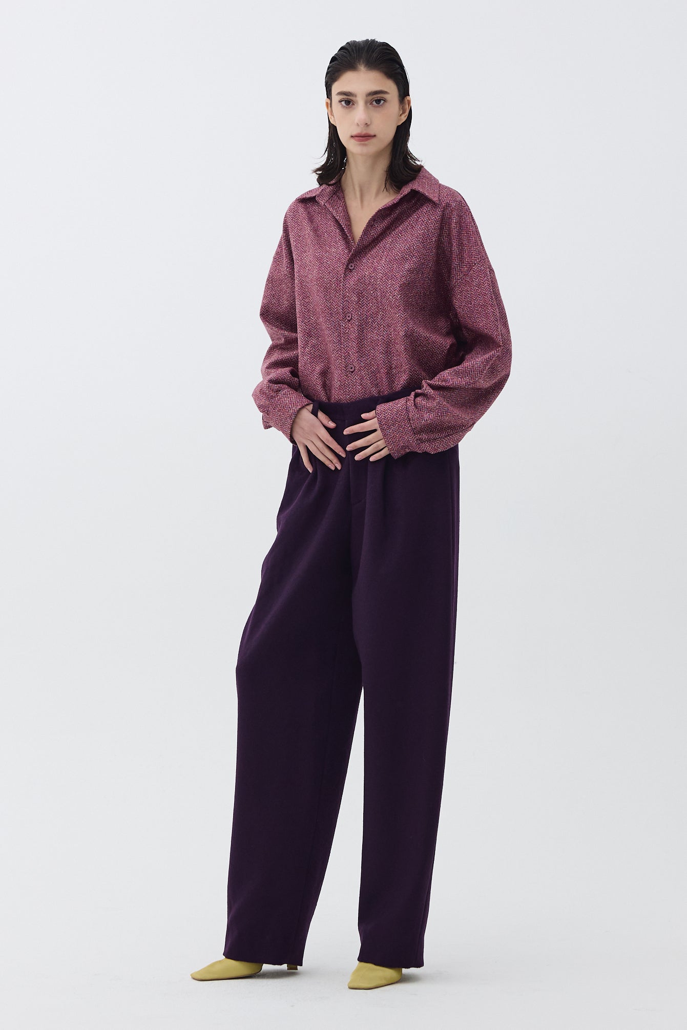 DEEP VIOLET TAILORED WOOL TROUSERS_PURPLE