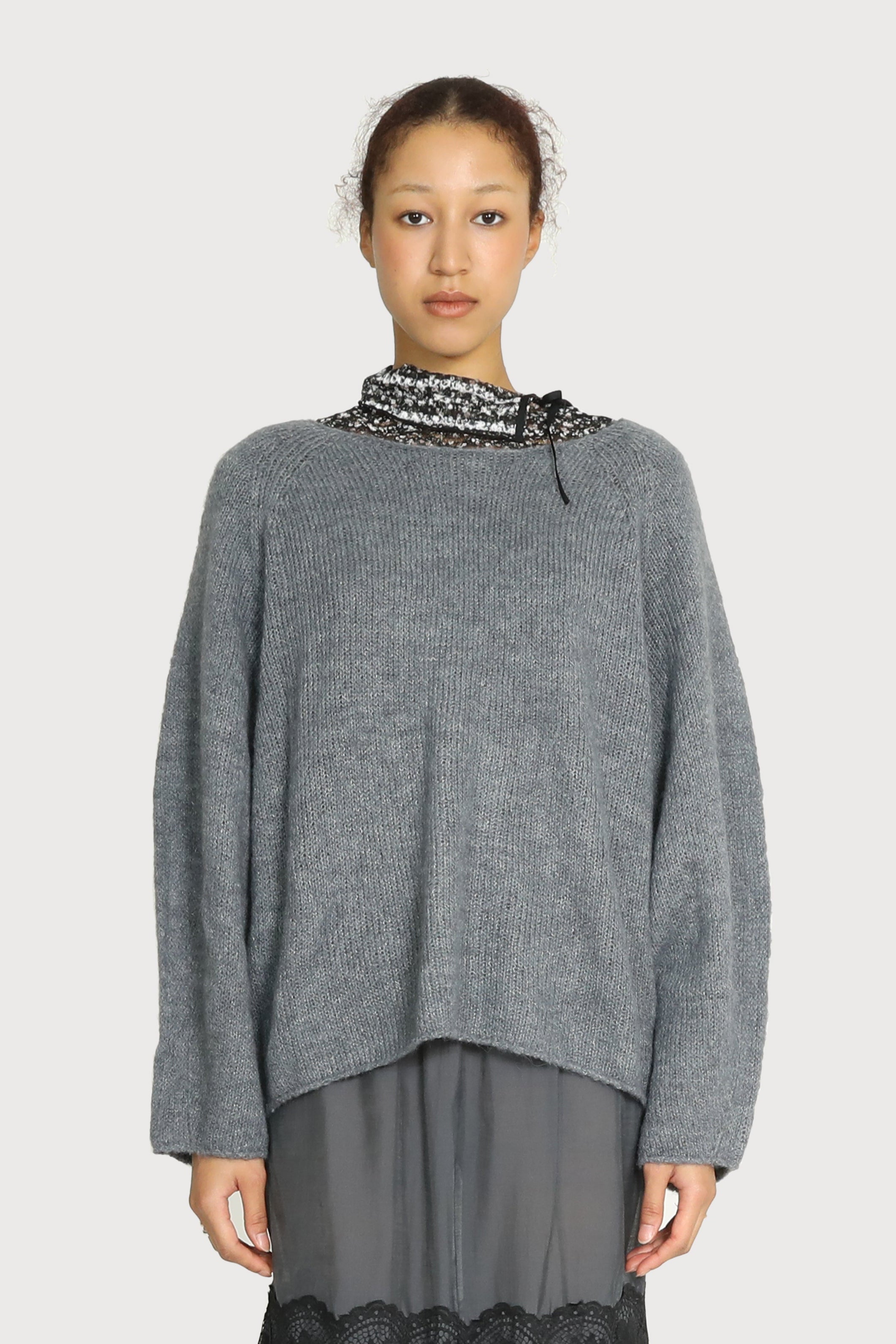 WIDE BOAT-NECK WHOLE GARMENT KNIT_GREY