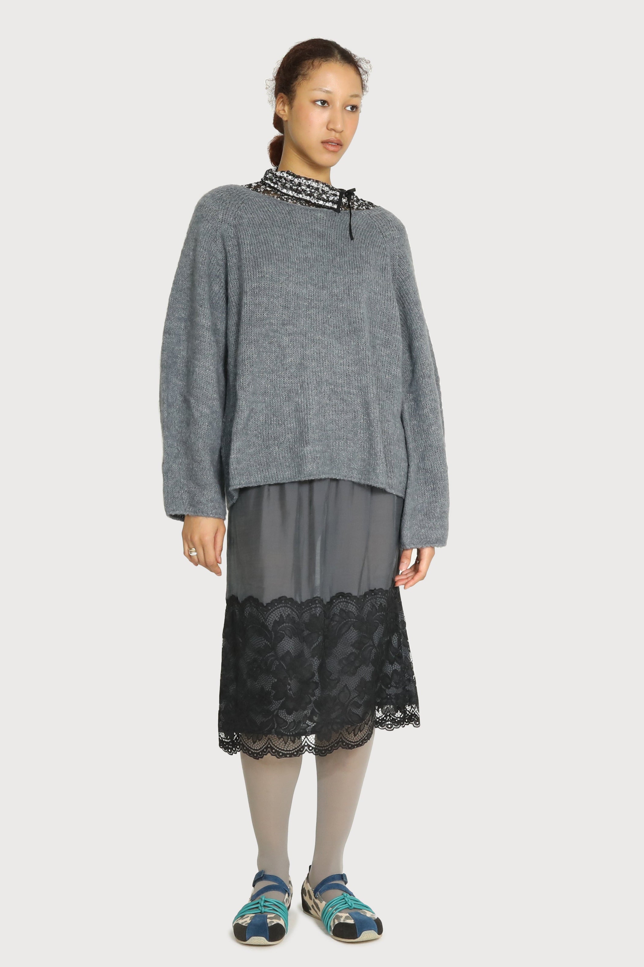 WIDE BOAT-NECK WHOLE GARMENT KNIT_GREY