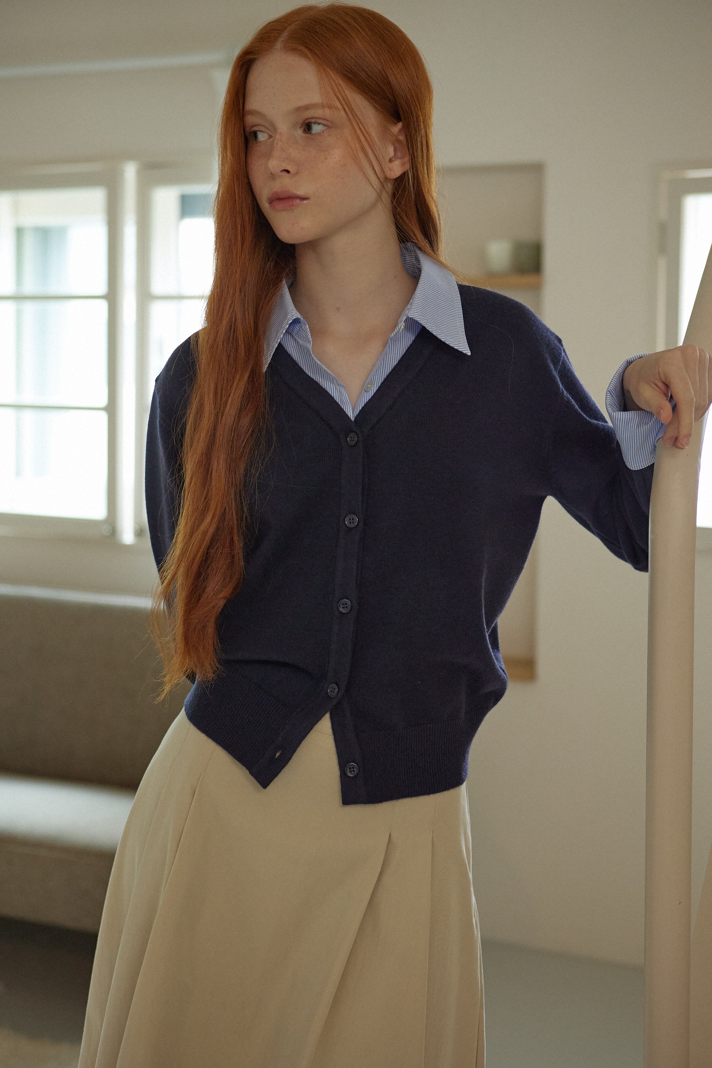 CARDIGAN COL CHEMISE_BLEU MARINE