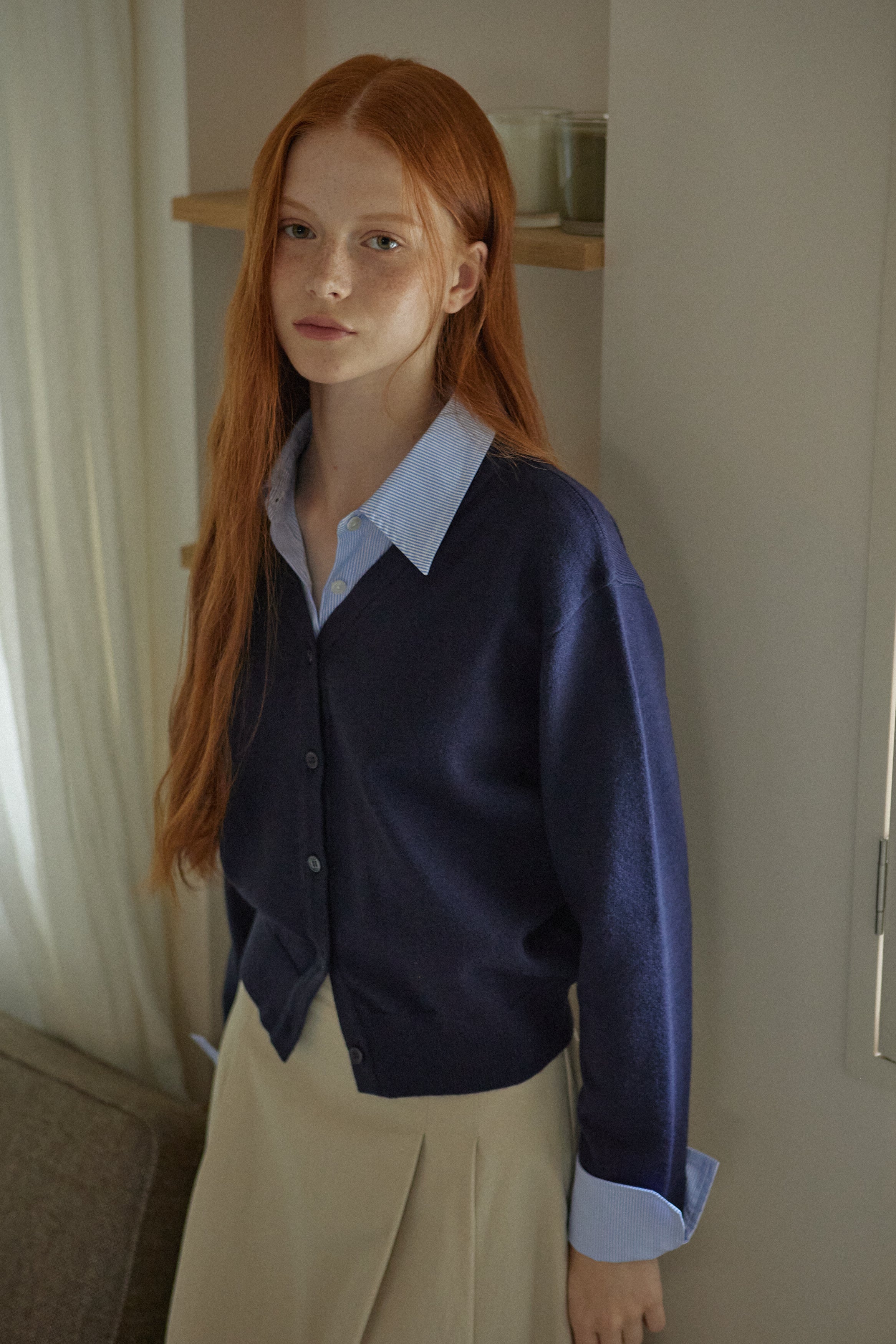 CARDIGAN COL CHEMISE_BLEU MARINE