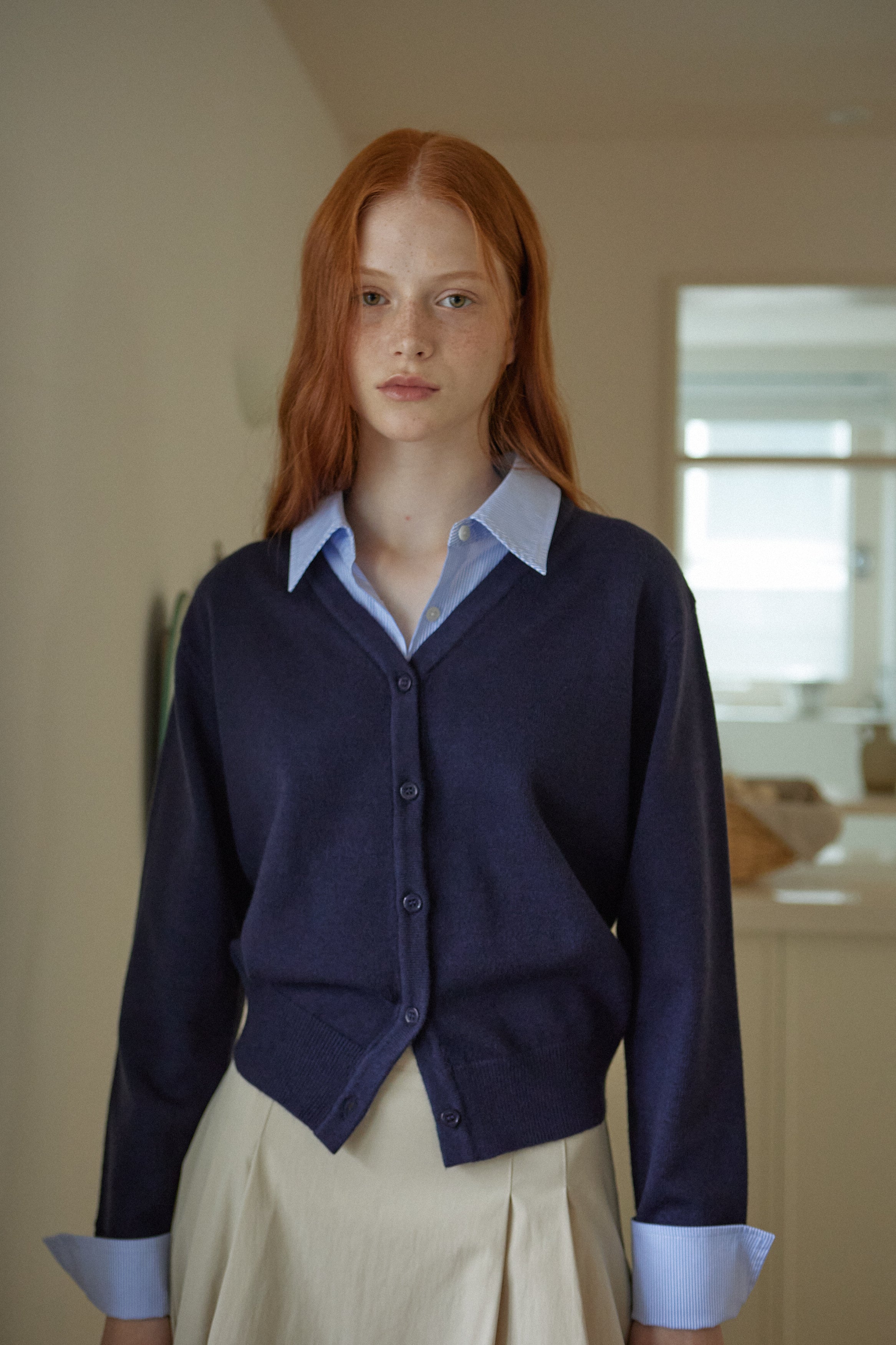 CARDIGAN COL CHEMISE_BLEU MARINE