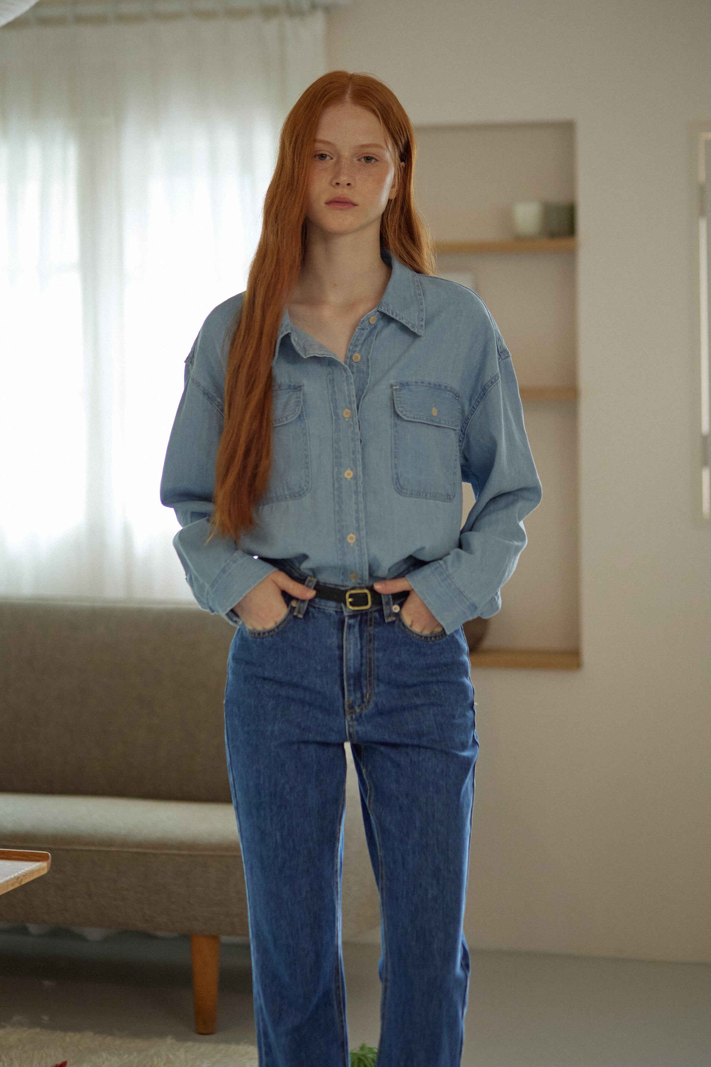 CHEMISE OVERSIZE EN JEAN  _BLEU