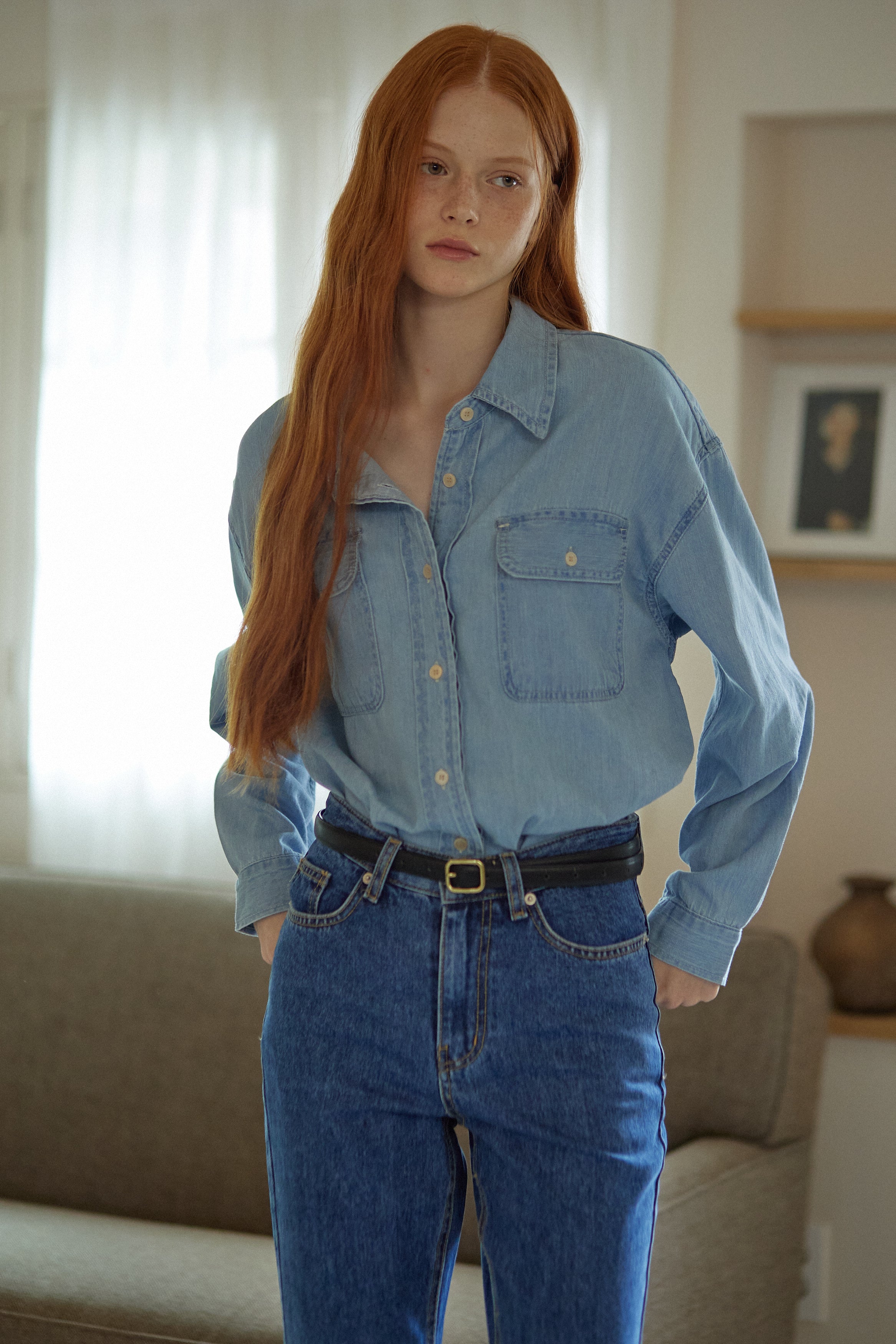 CHEMISE OVERSIZE EN JEAN  _BLEU