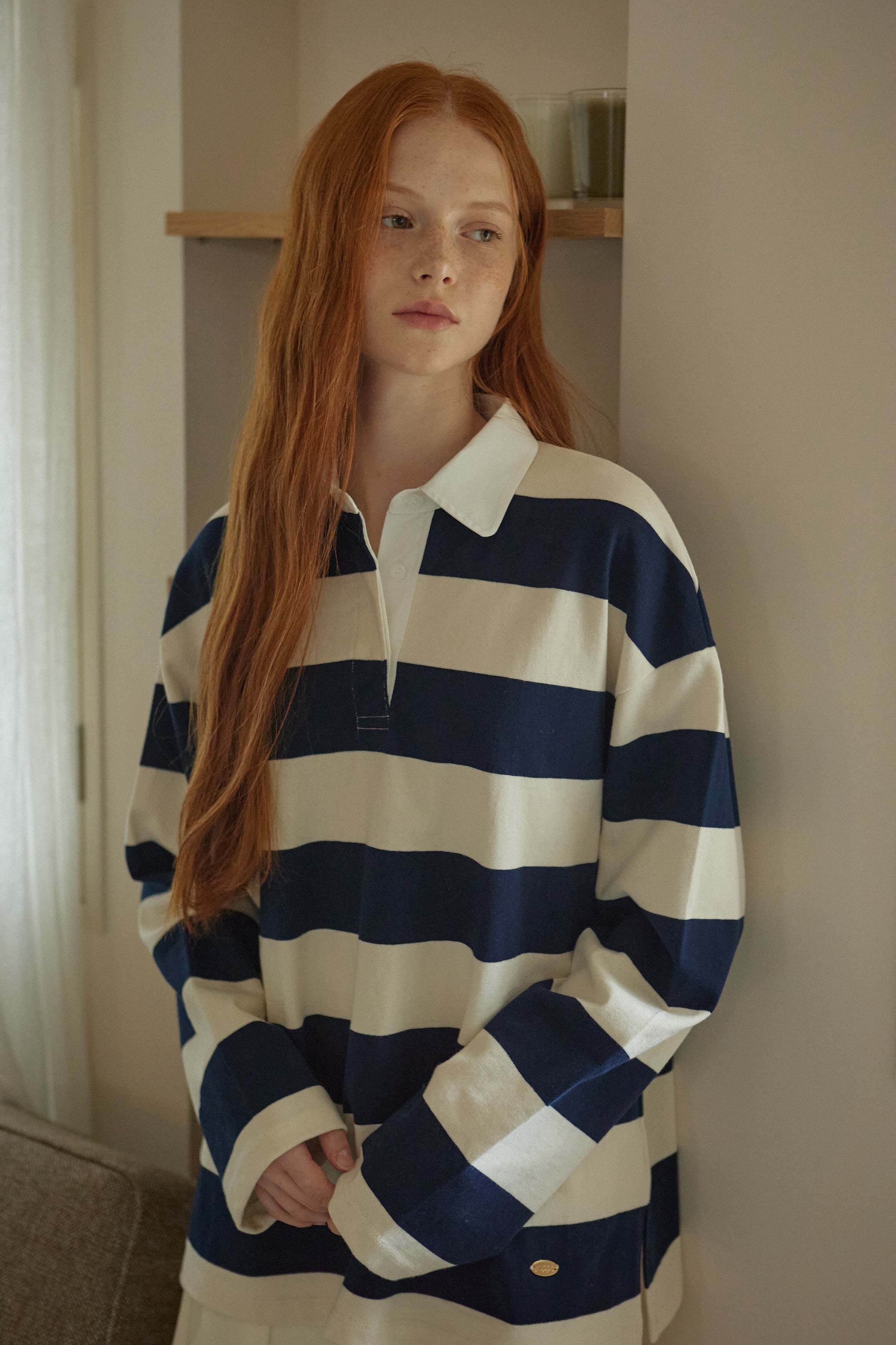 POLO MANCHES LONGUES RAYÉ_BLEU MARINE