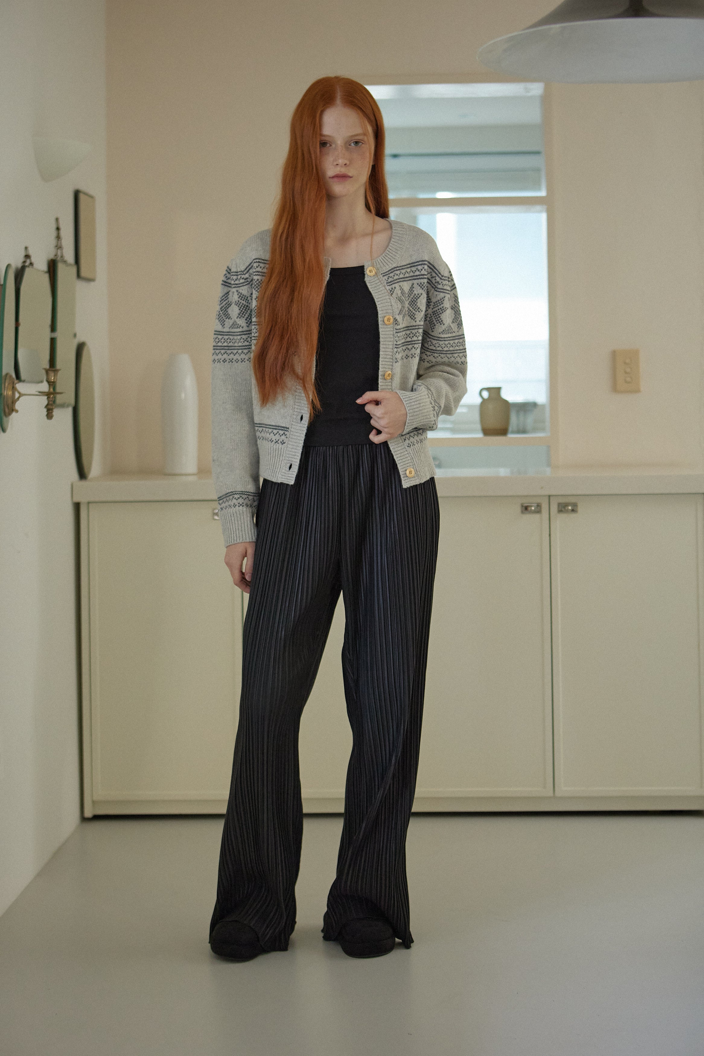 PANTALON DROIT PLISSÉ _NOIR