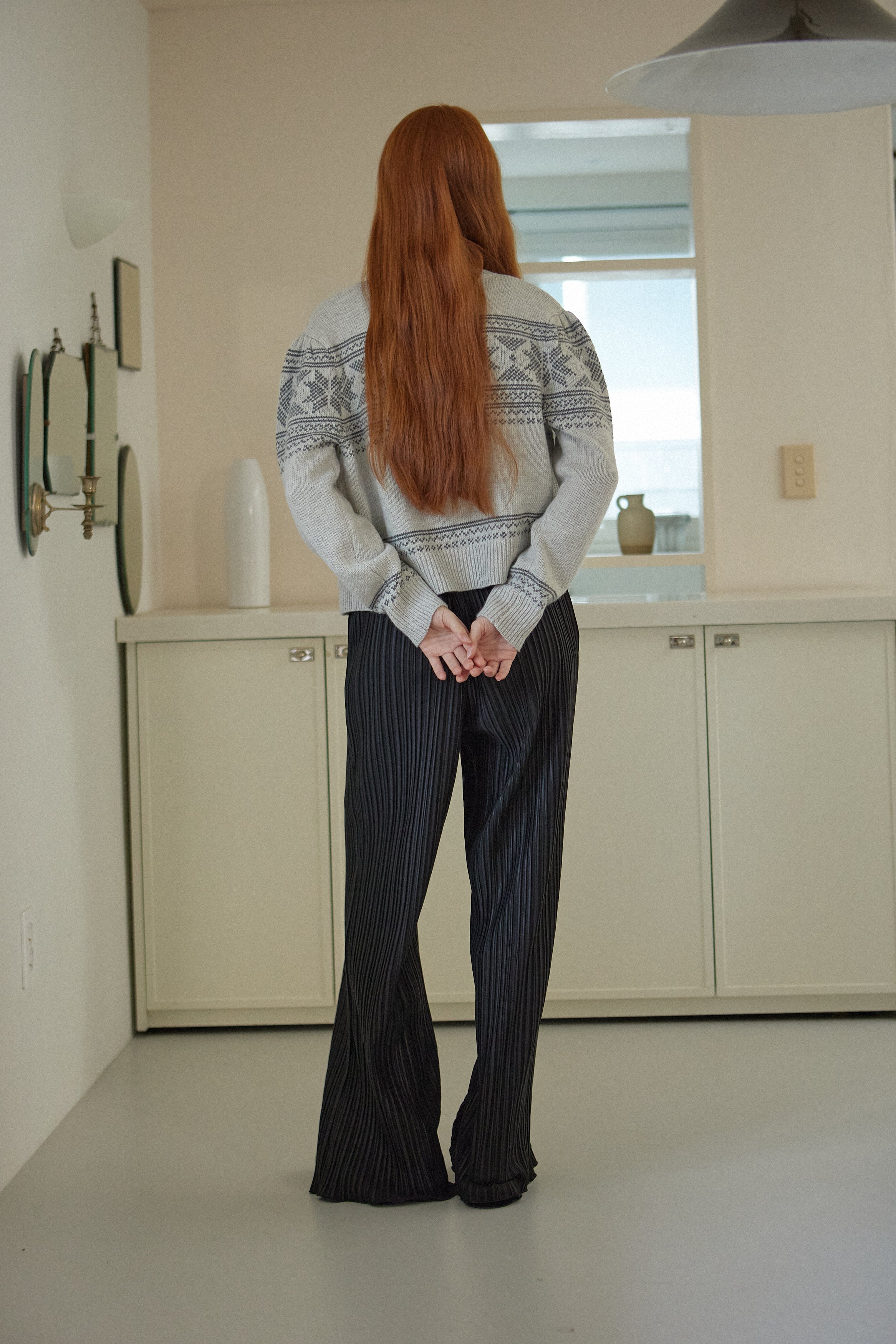 PANTALON DROIT PLISSÉ _NOIR
