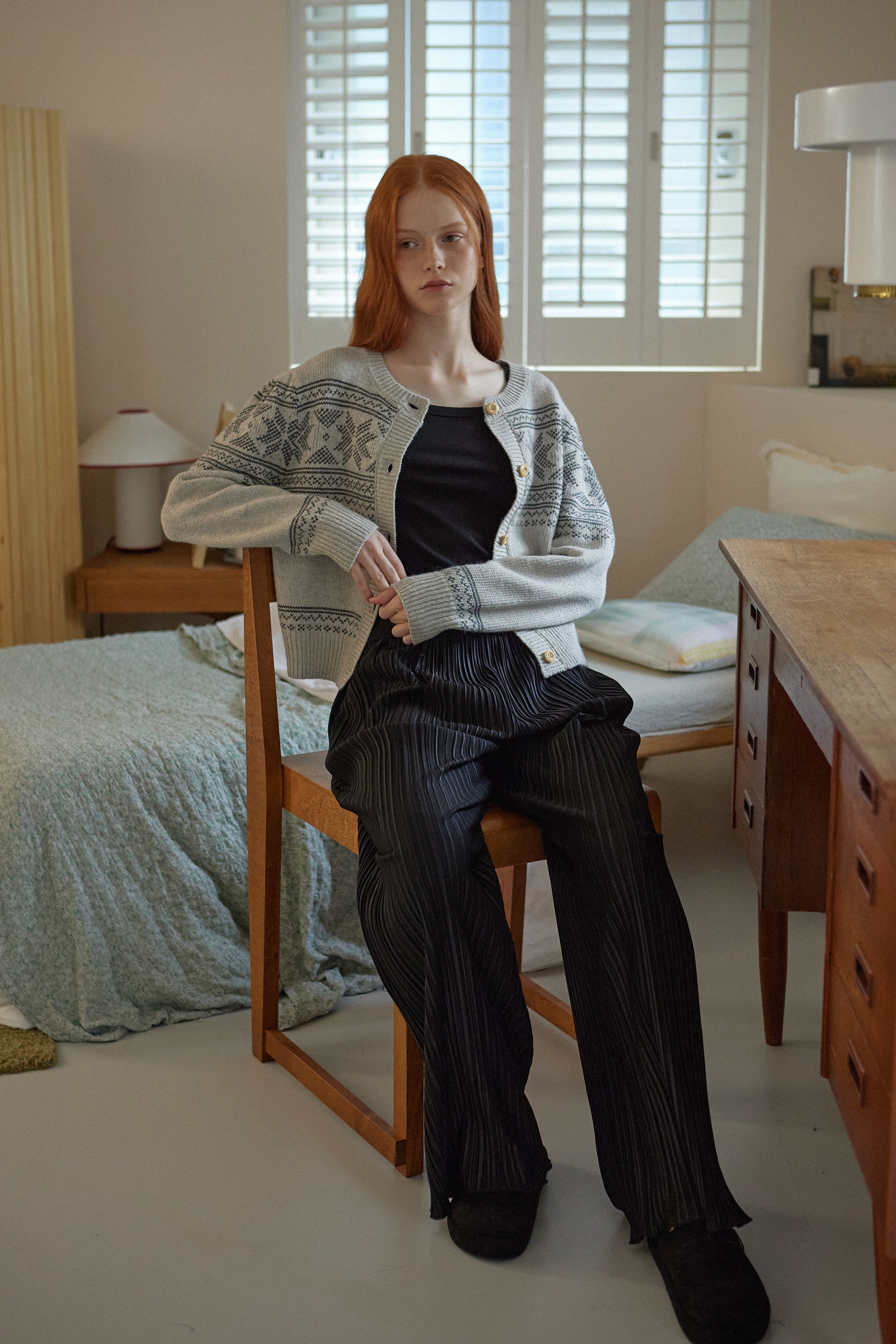 PANTALON DROIT PLISSÉ _NOIR