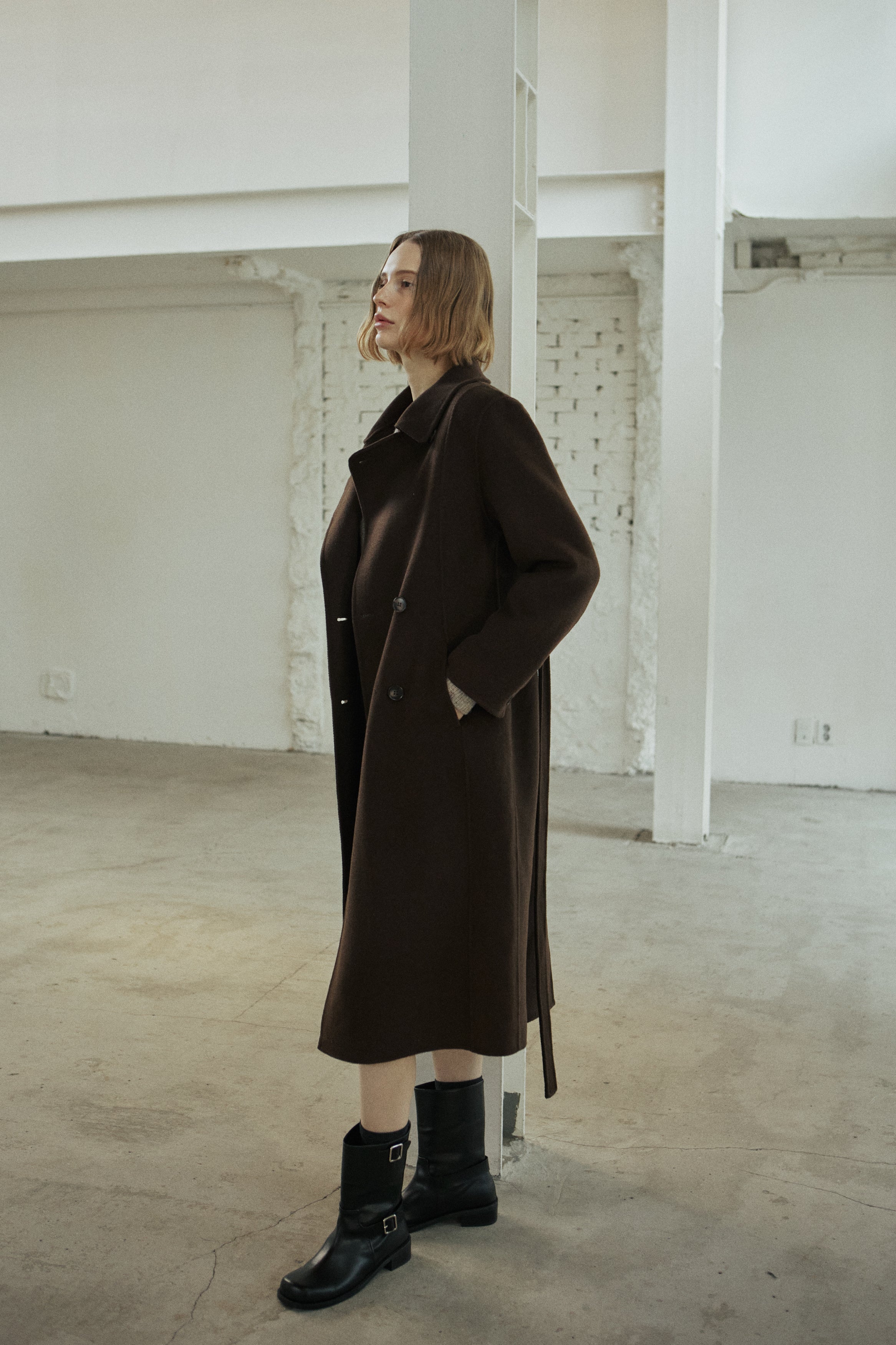 WAVE HANDMADE COAT_BROWN