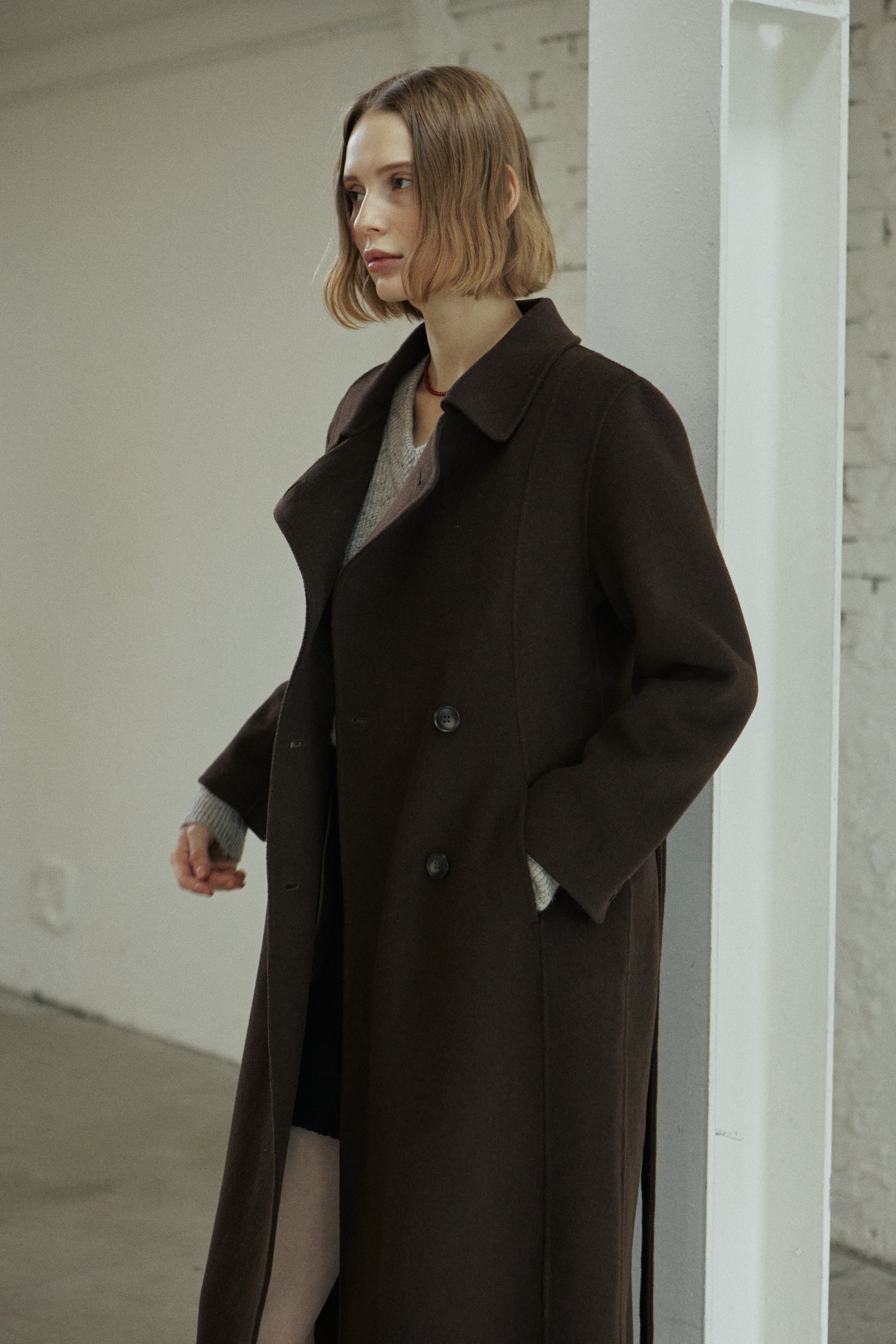 WAVE HANDMADE COAT_BROWN