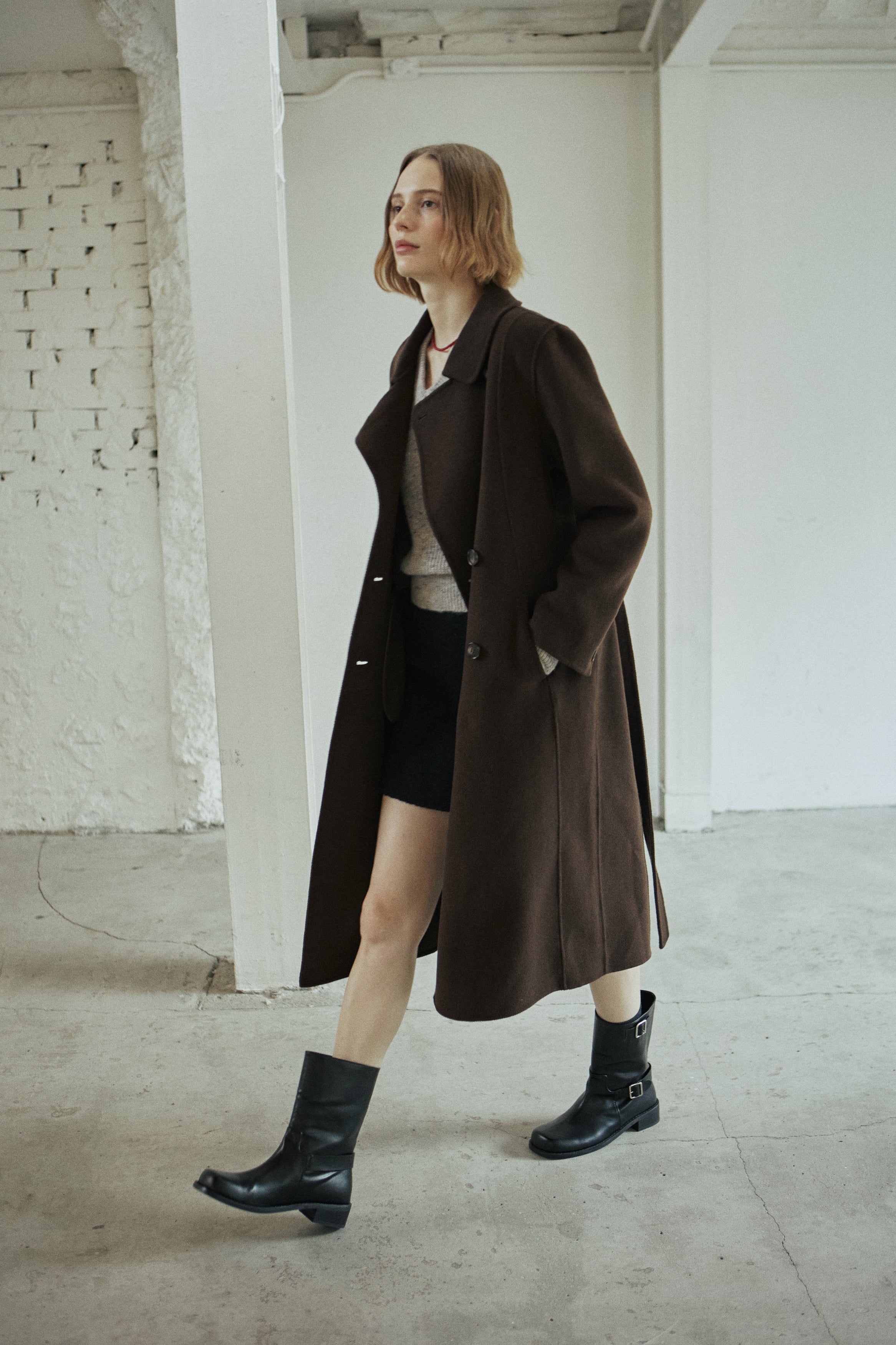 WAVE HANDMADE COAT_BROWN