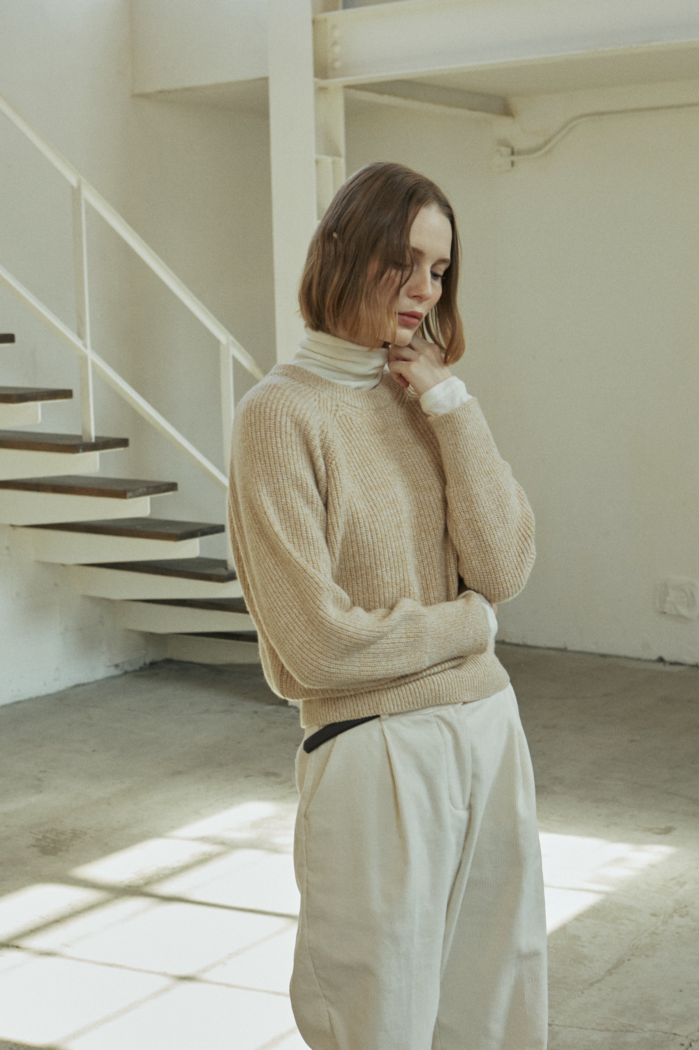 MIX WOOL KNIT_BEIGE