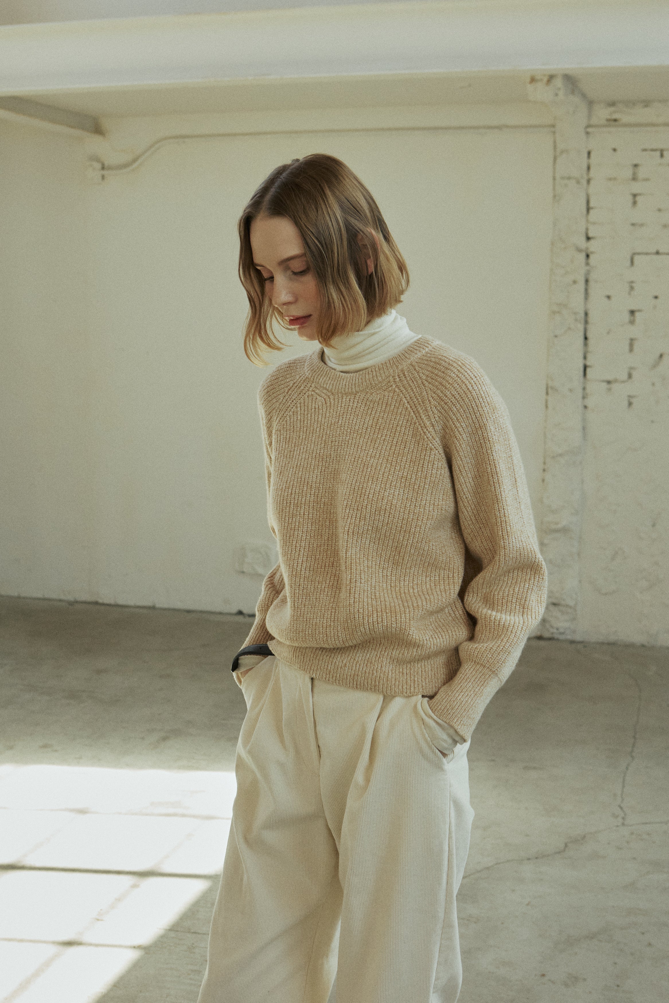 MIX WOOL KNIT_BEIGE