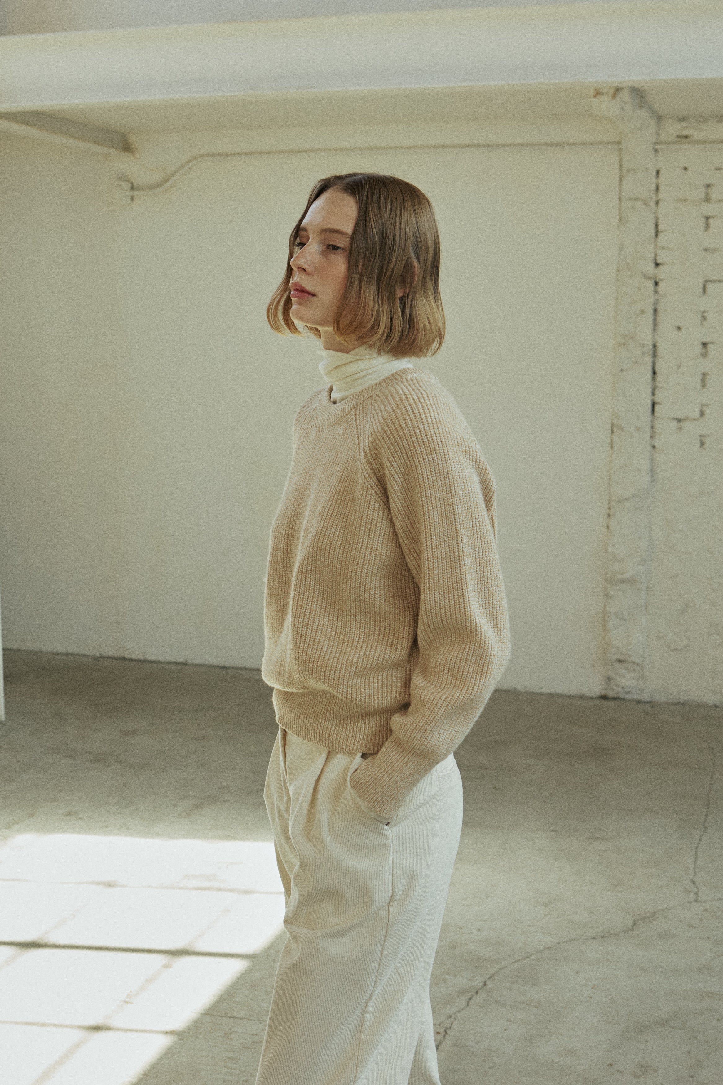 MIX WOOL KNIT_BEIGE