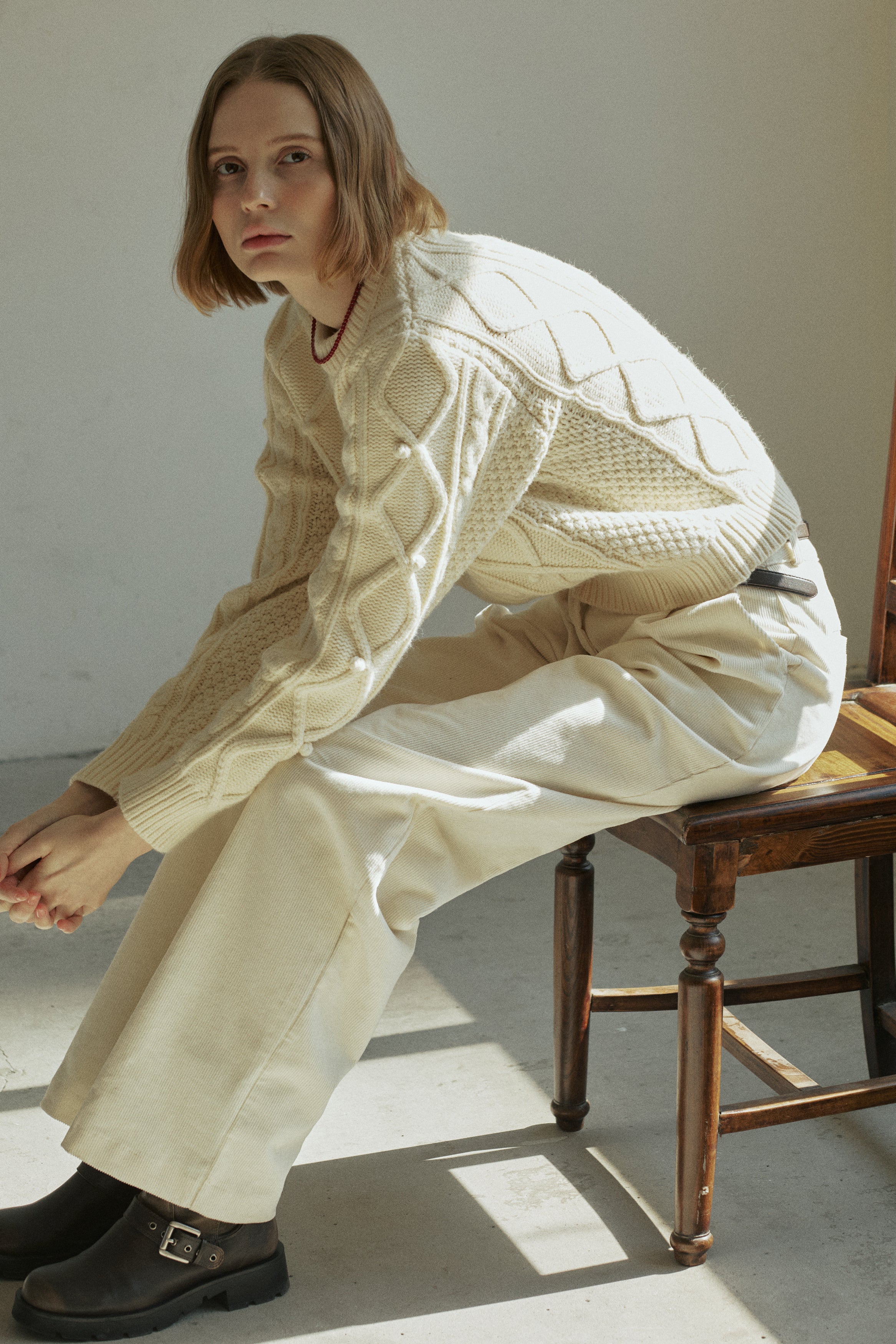 BELL CABLE KNIT_CREAM