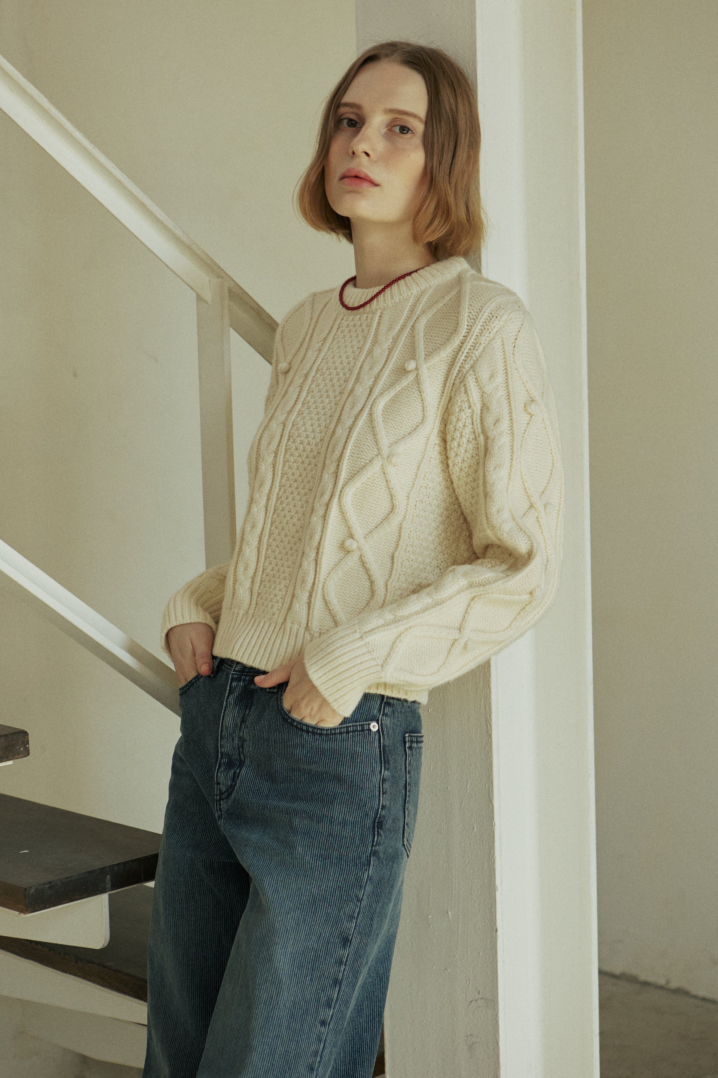 BELL CABLE KNIT_CREAM