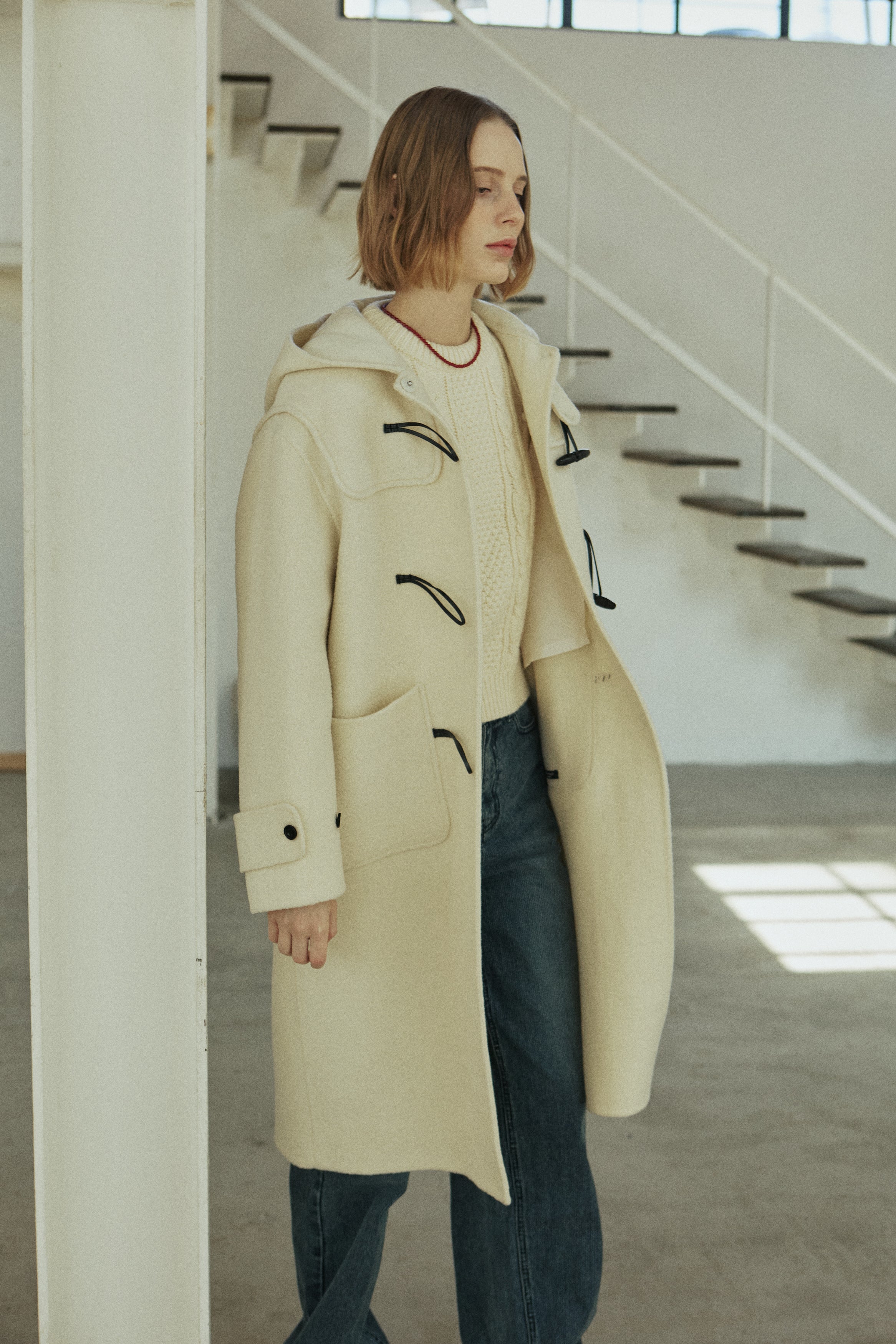BOUCLE DUFFLE COAT_IVORY
