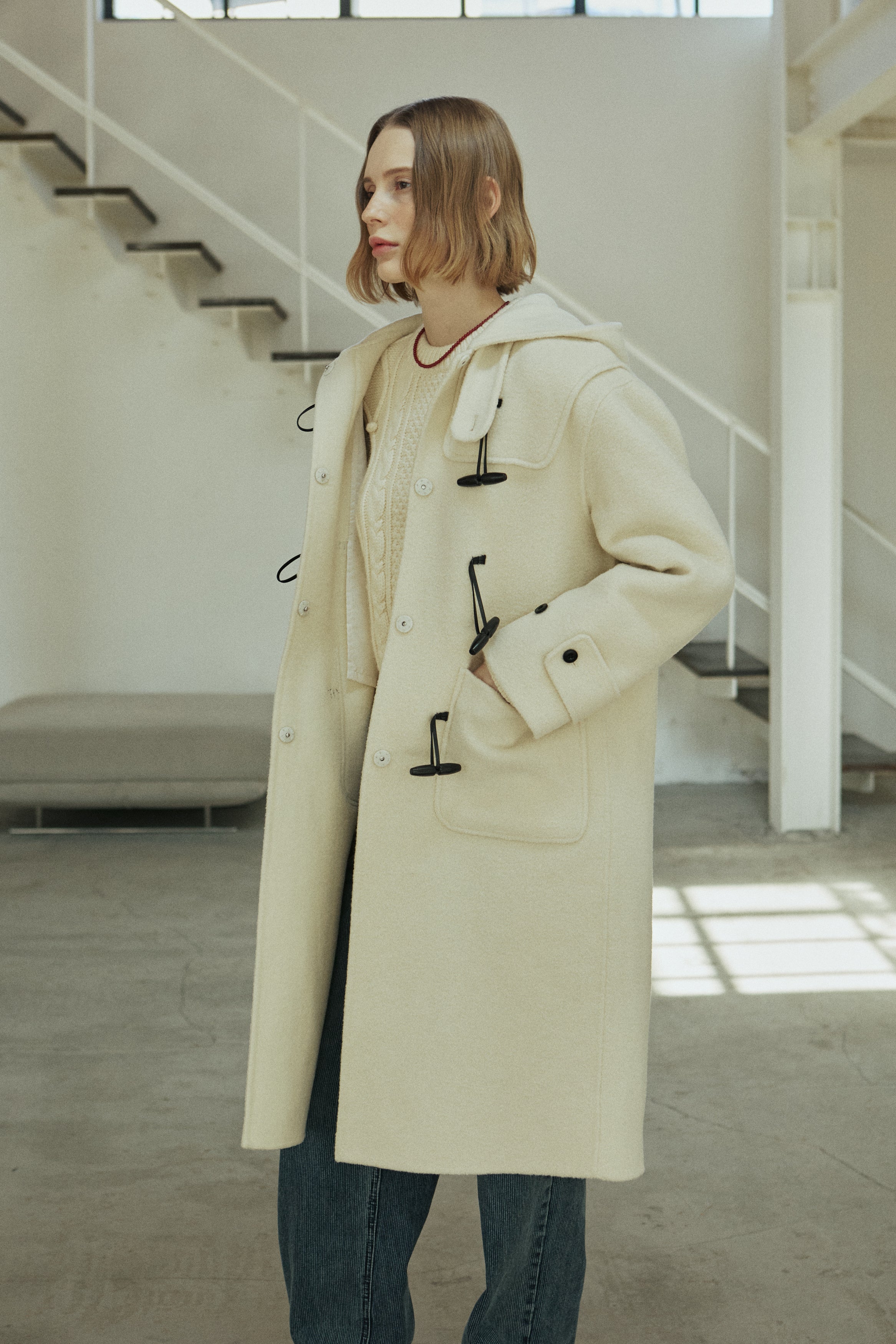 BOUCLE DUFFLE COAT_IVORY