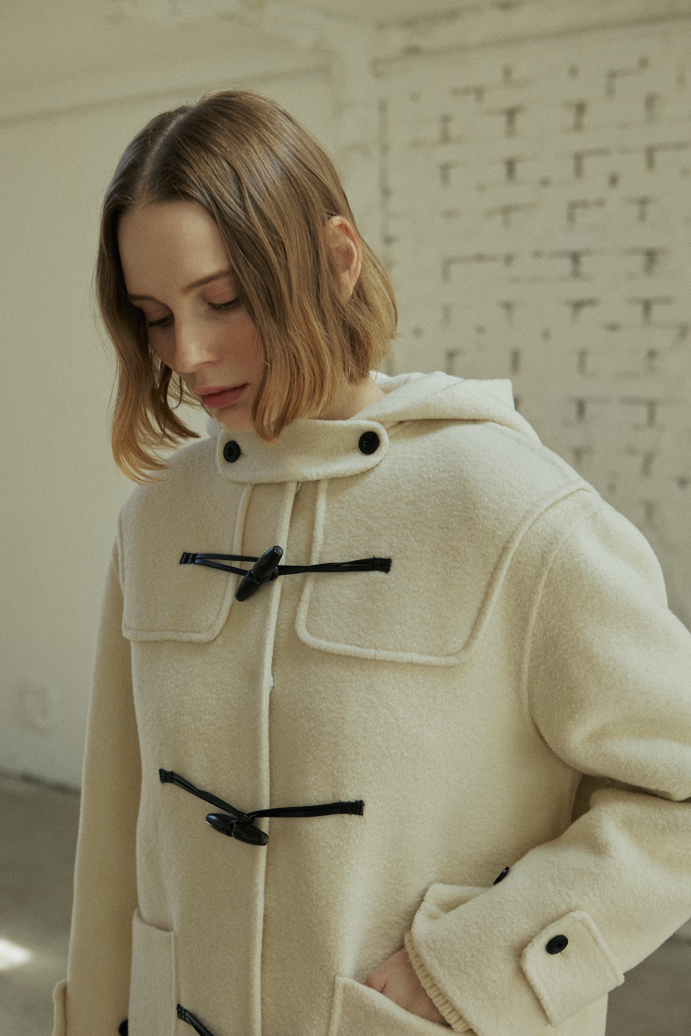 BOUCLE DUFFLE COAT_IVORY