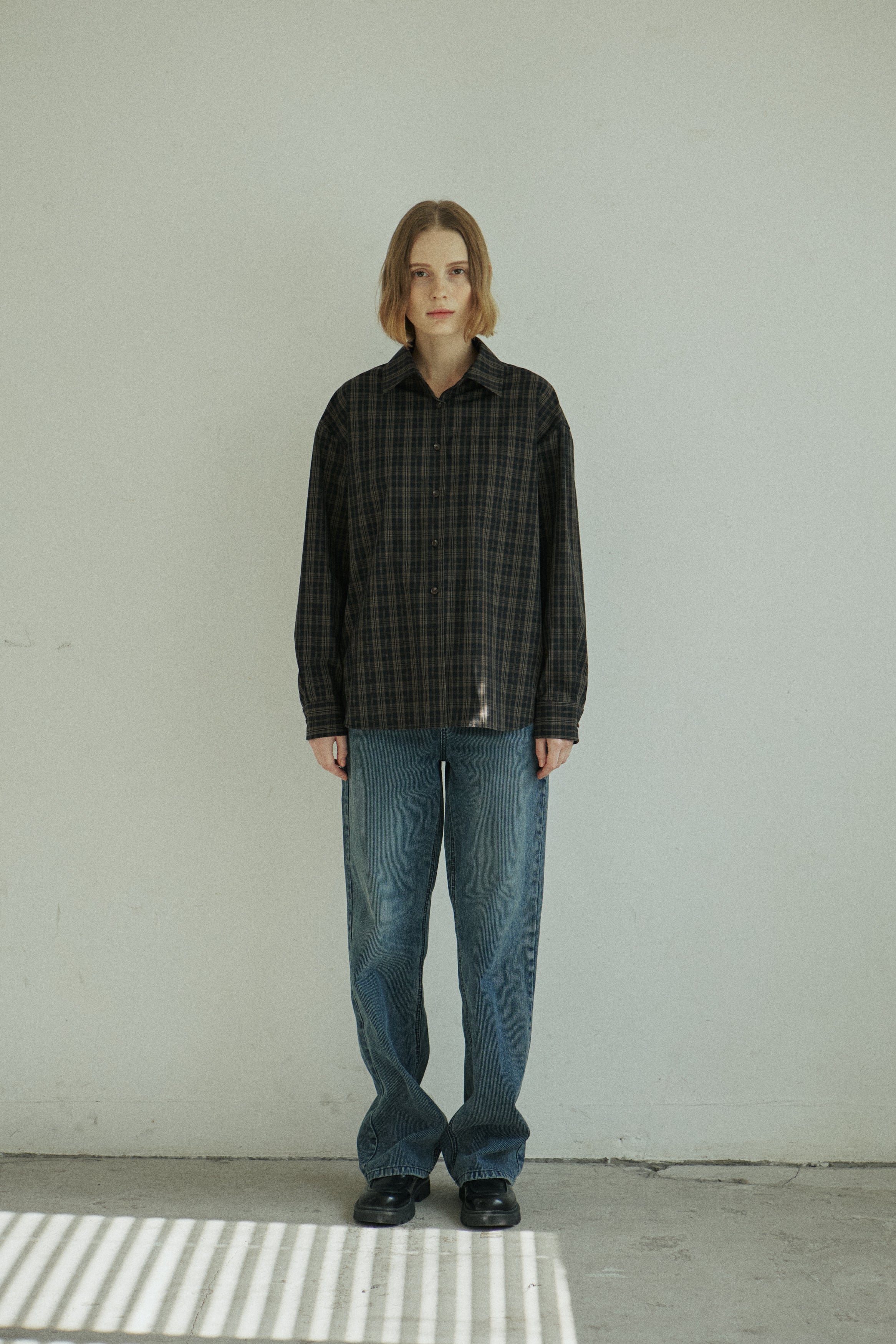 LINE CHECK SHIRT_BLACK