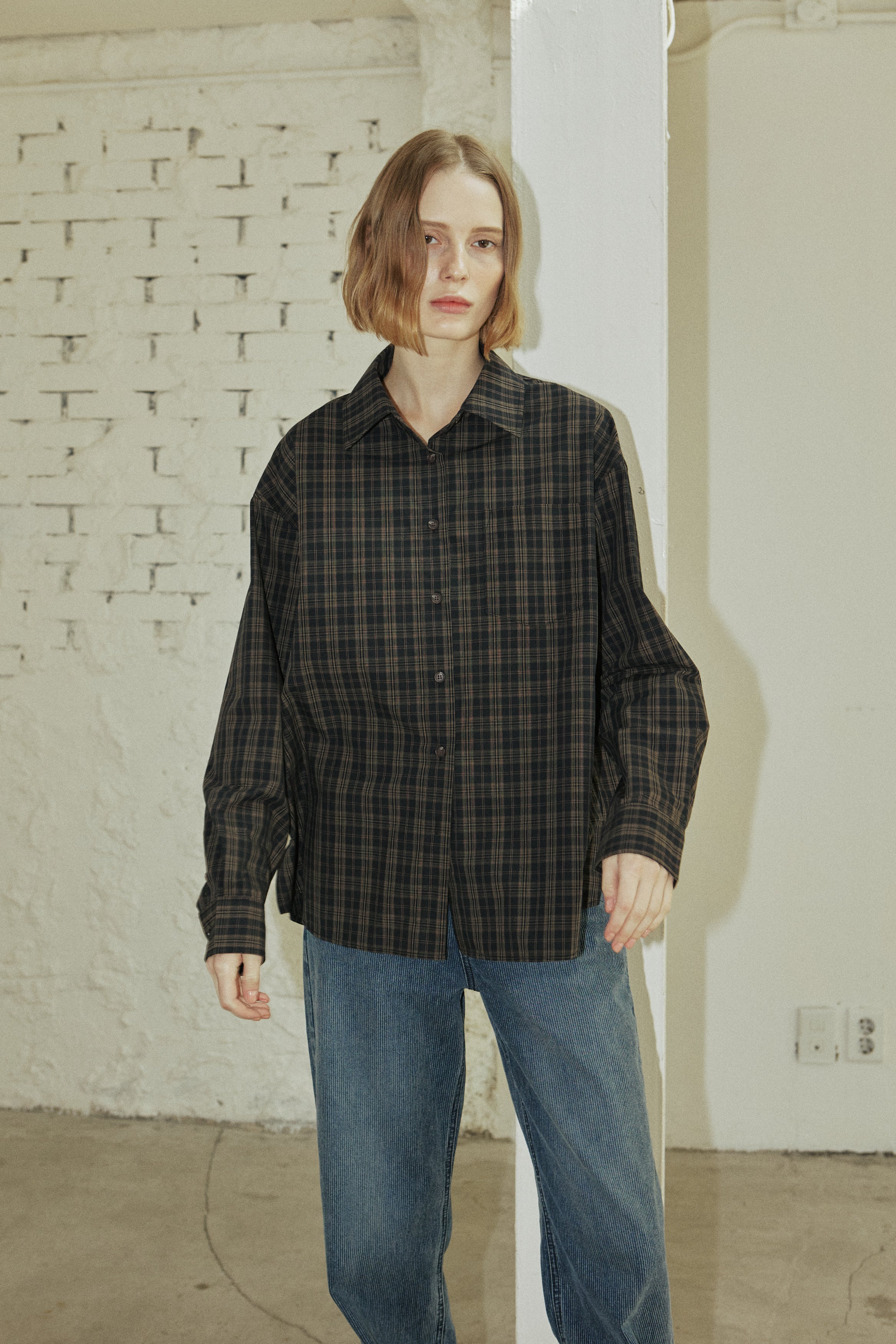 LINE CHECK SHIRT_BLACK