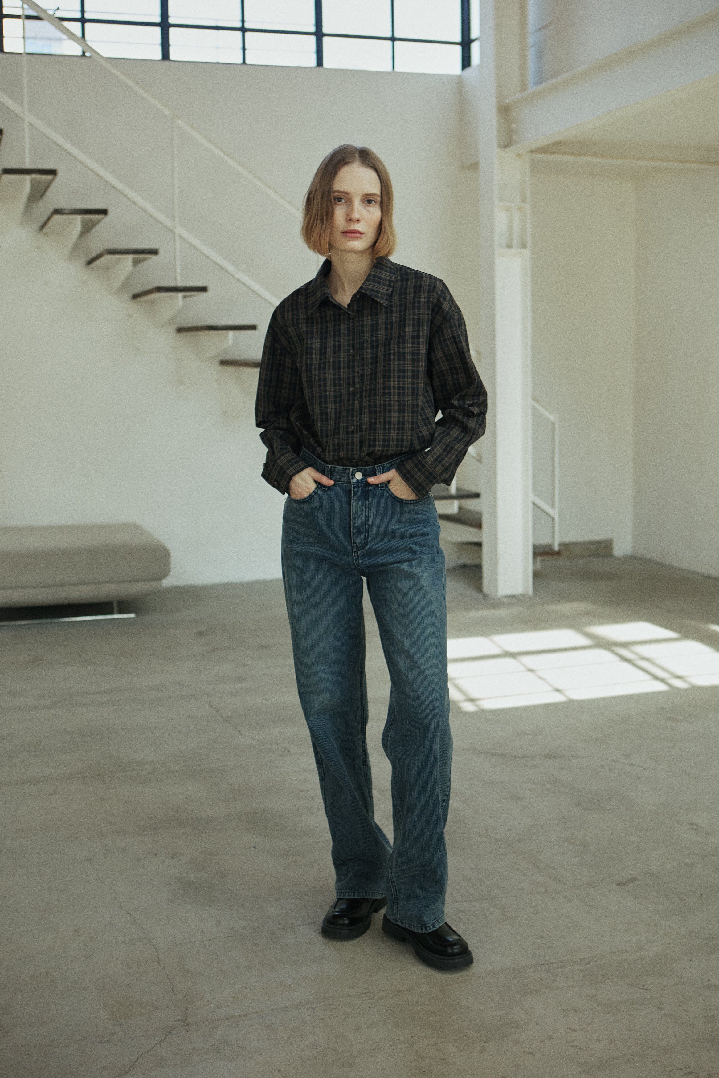 DENIM CORDUROY PANTS_BLUE
