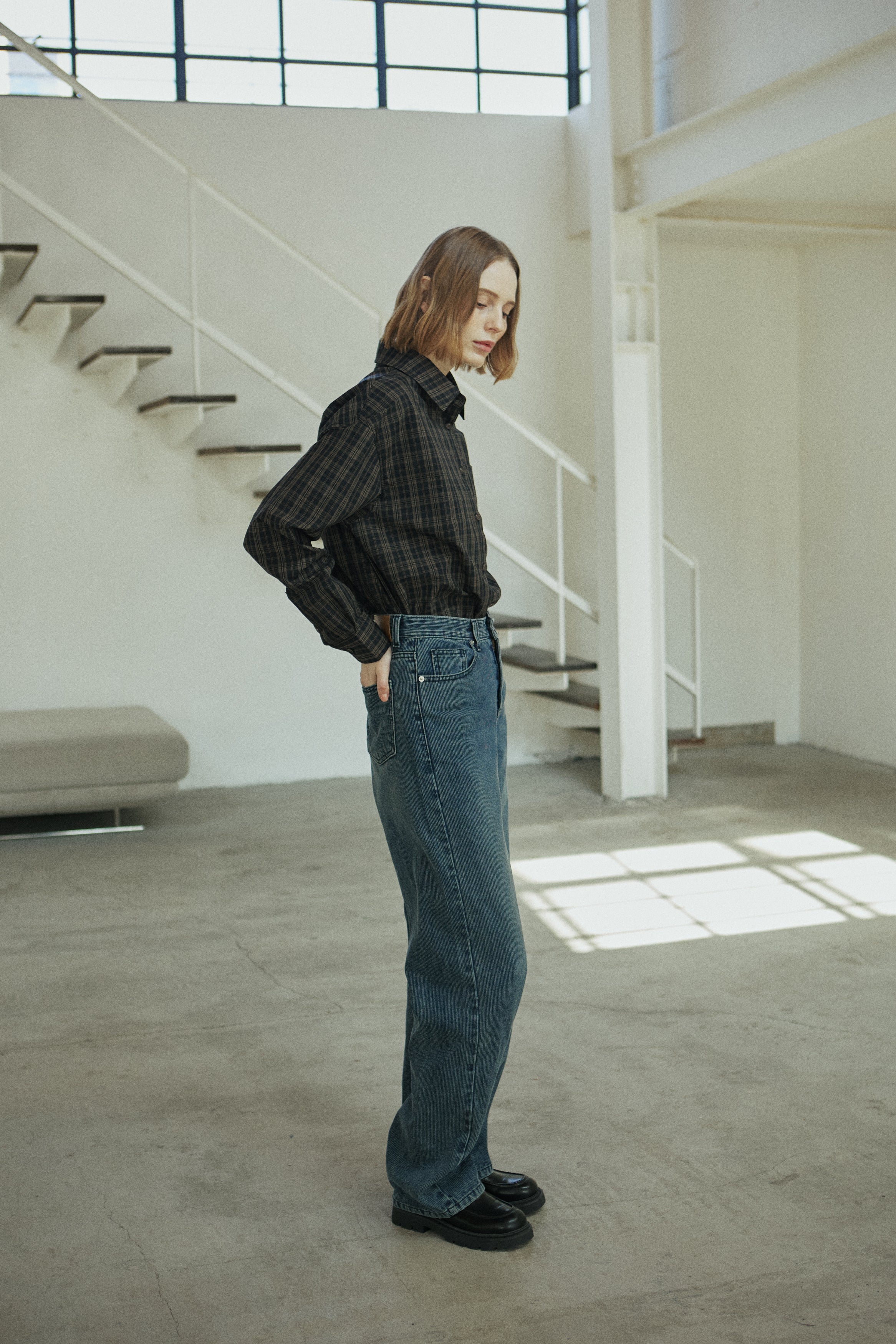 DENIM CORDUROY PANTS_BLUE