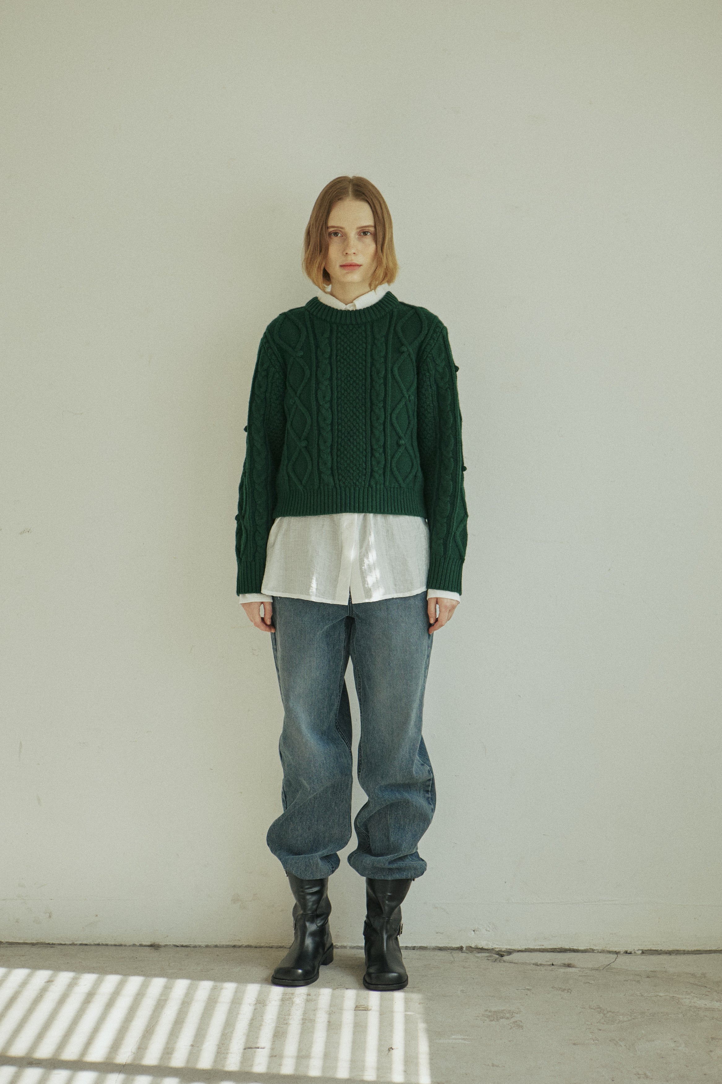 BELL CABLE KNIT_GREEN