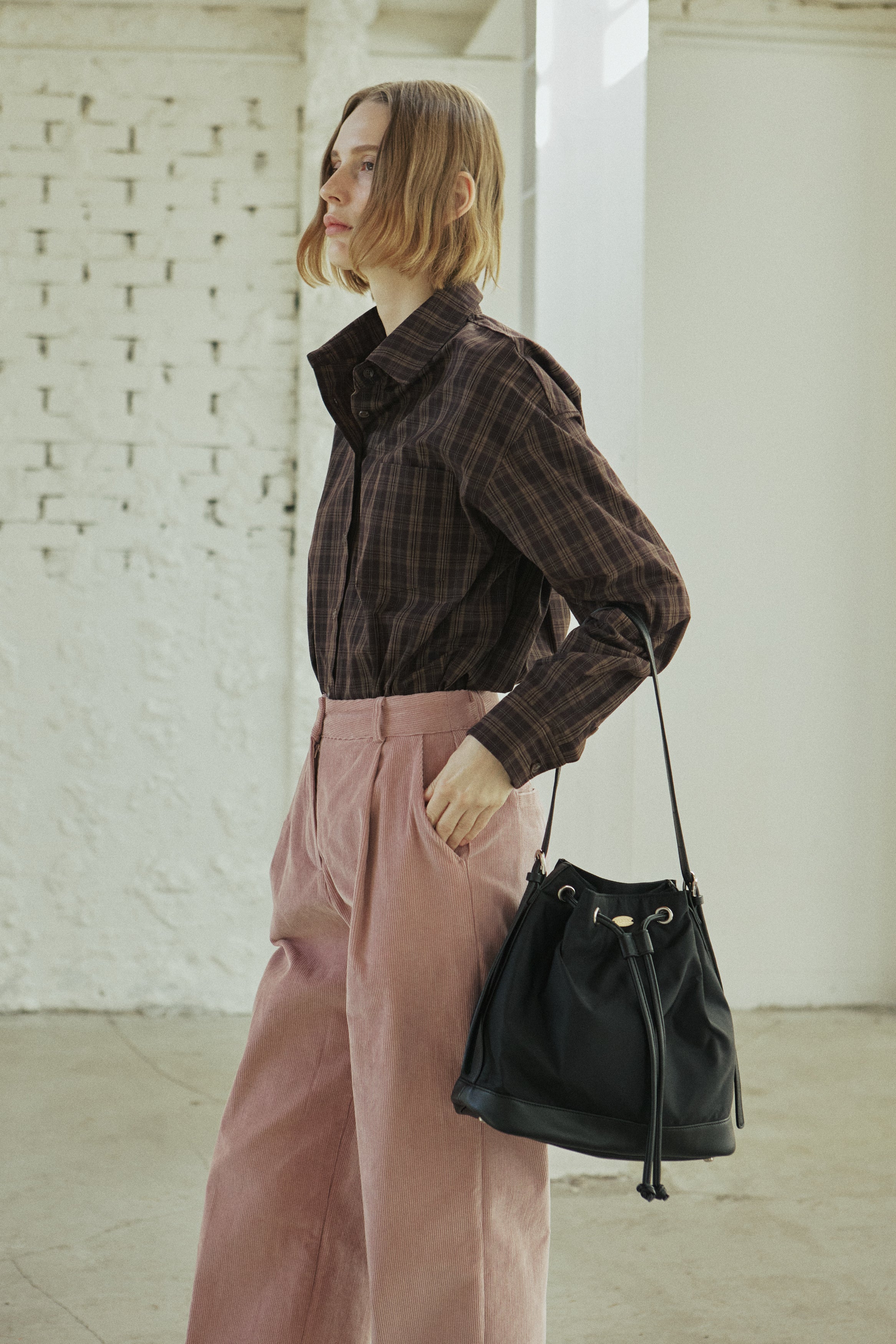 LINE CHECK SHIRT_BROWN