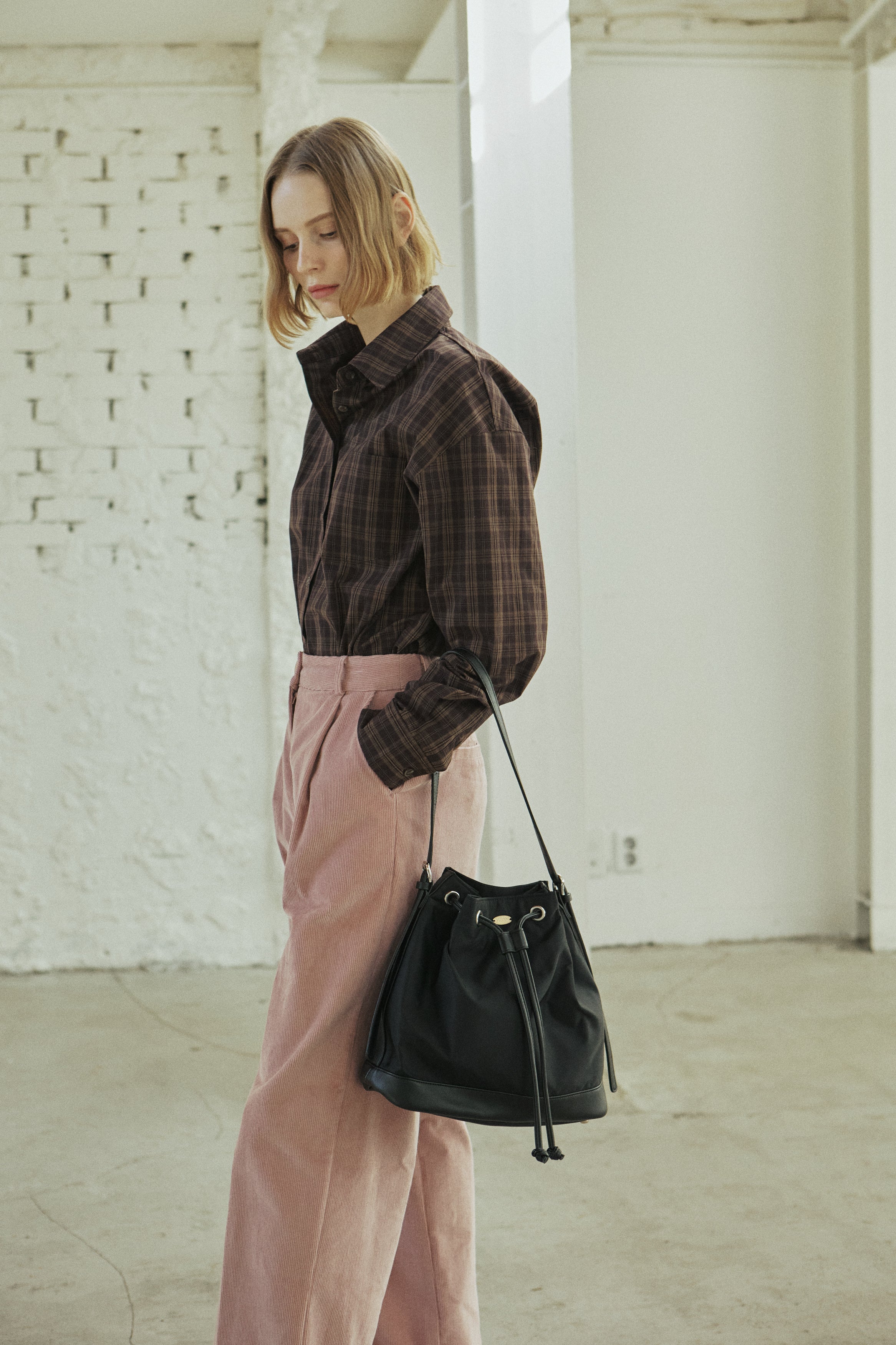 LINE CHECK SHIRT_BROWN