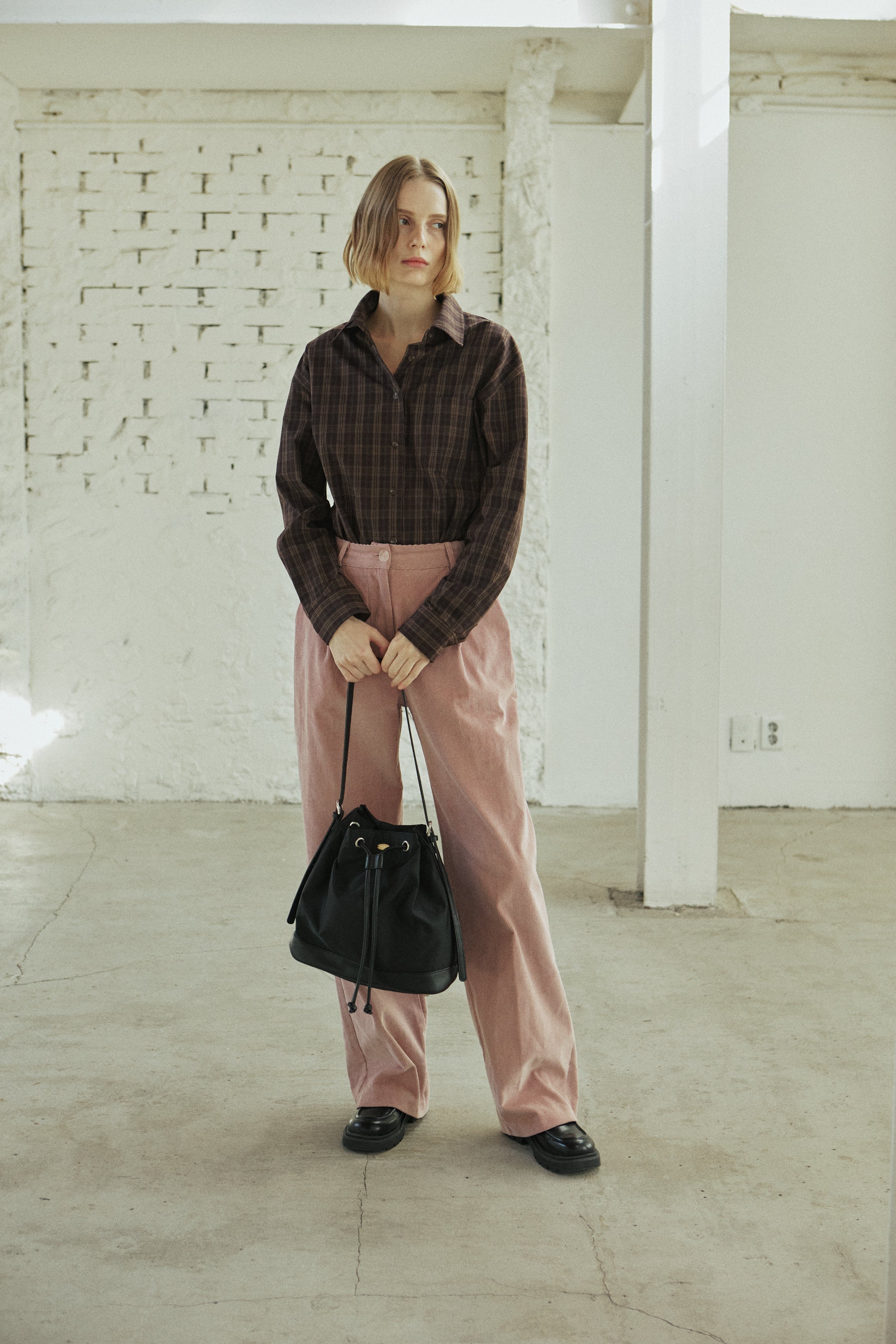 LINE CHECK SHIRT_BROWN