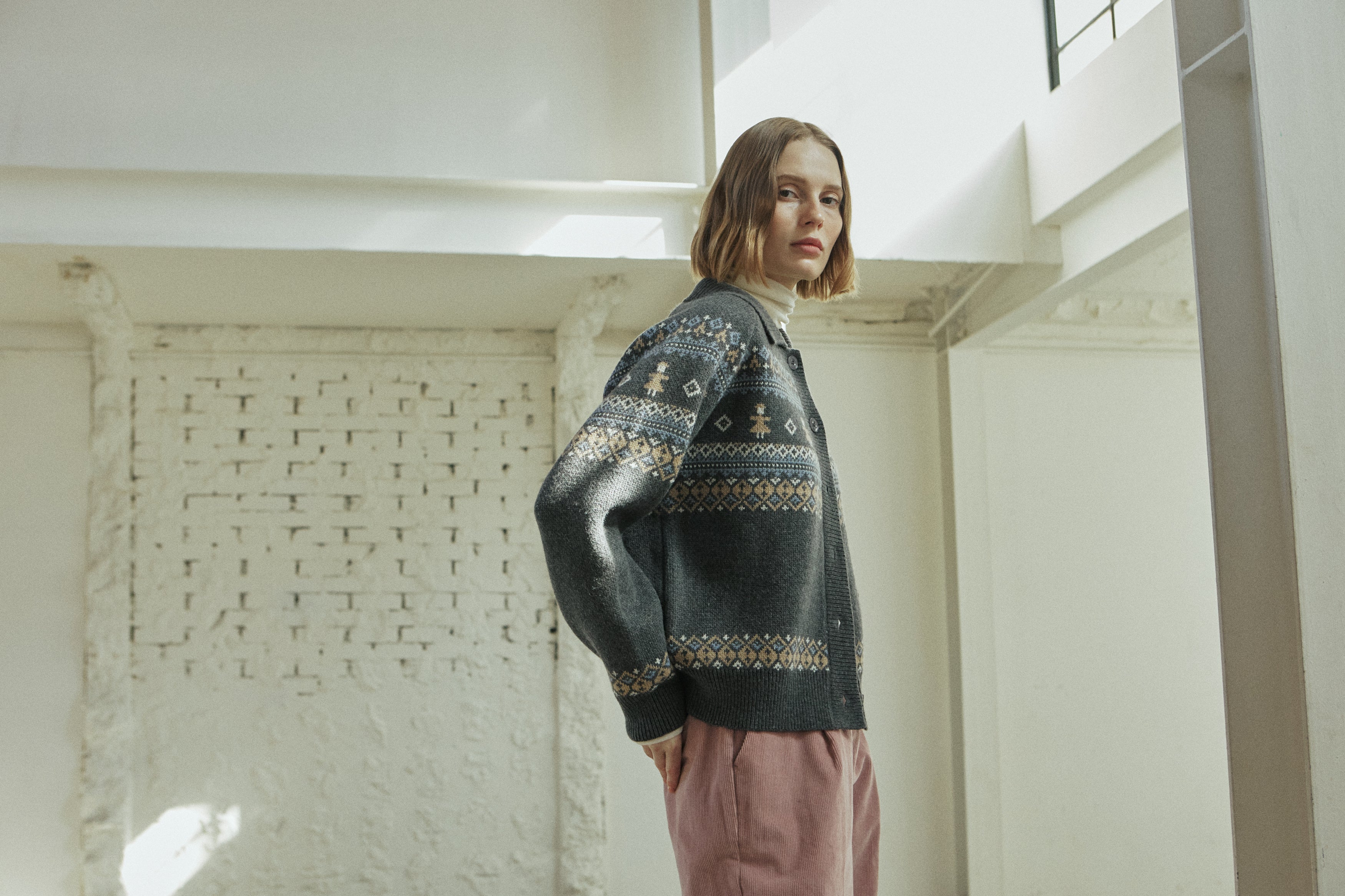 THING JACQUARD CARDIGAN_GRAY