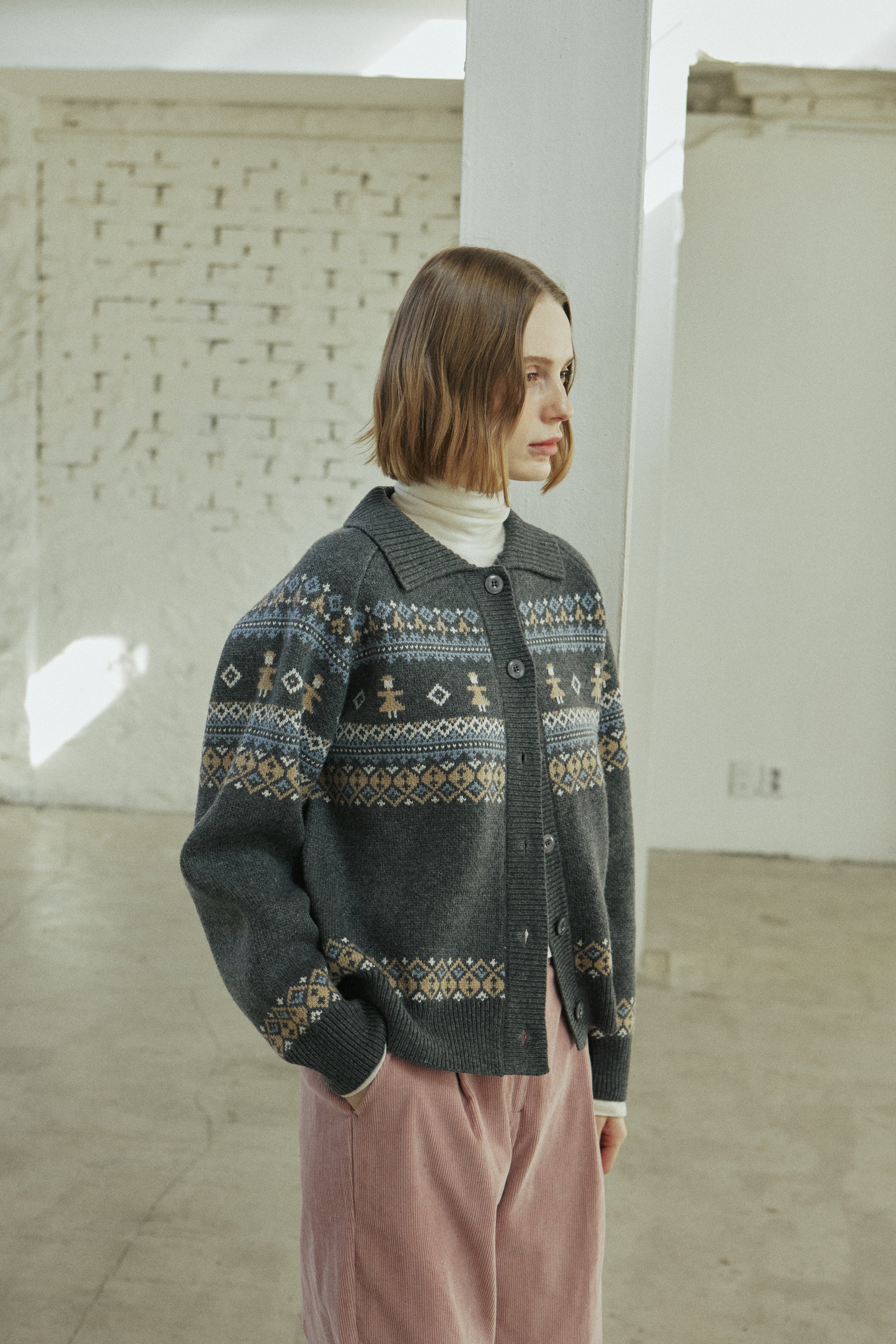 THING JACQUARD CARDIGAN_GRAY