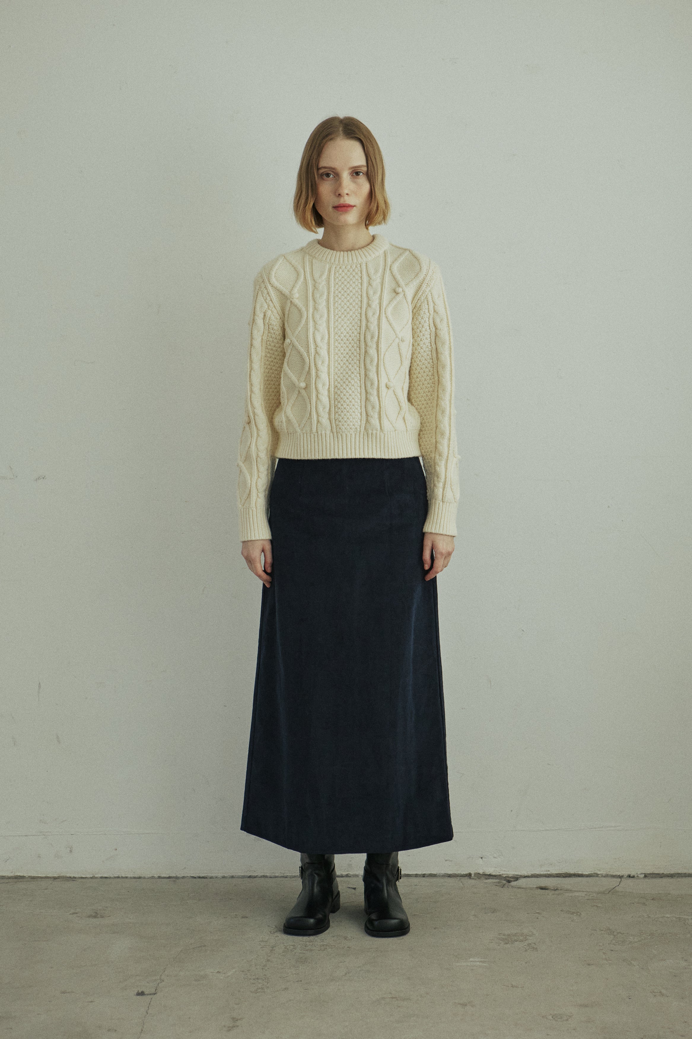 CORDUROY LINE SKIRT_NAVY