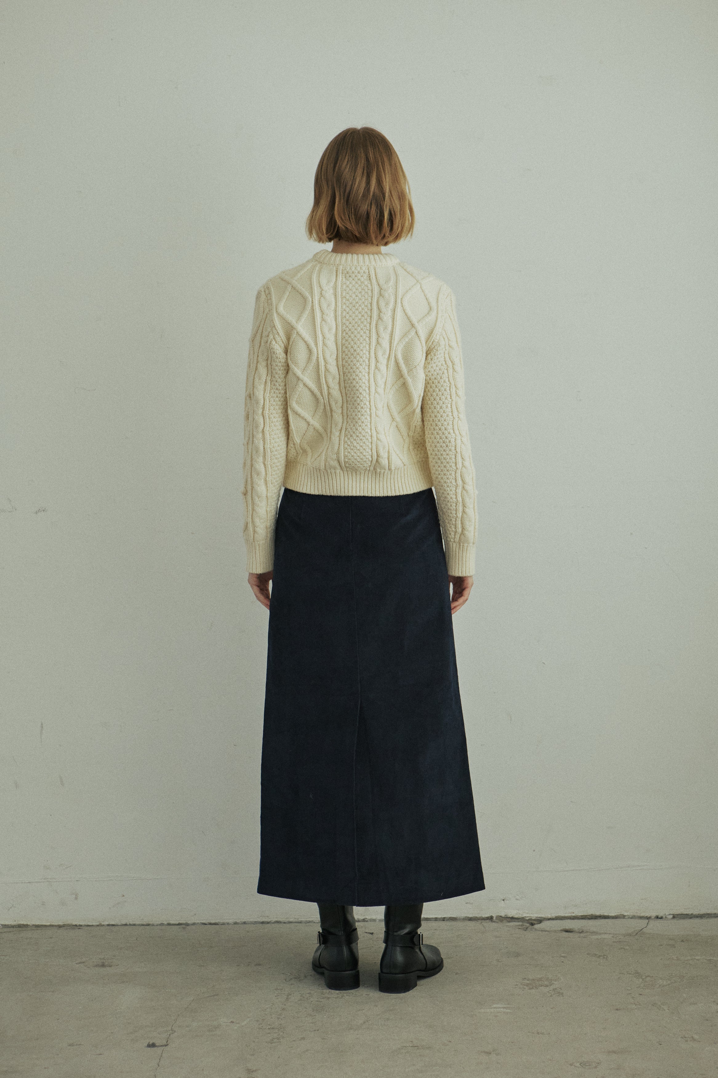 CORDUROY LINE SKIRT_NAVY