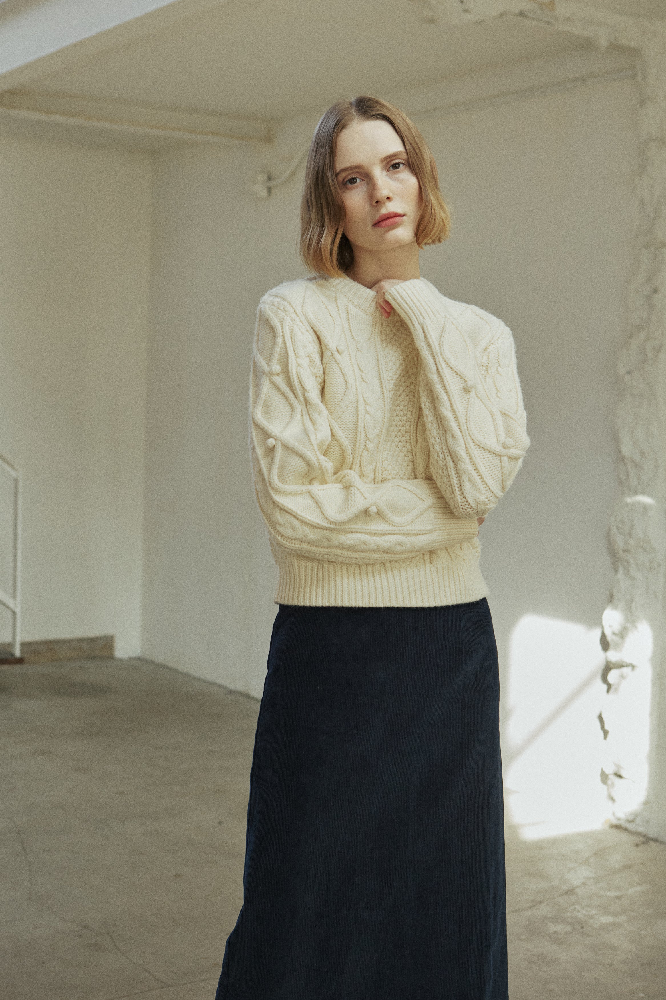 BELL CABLE KNIT_CREAM