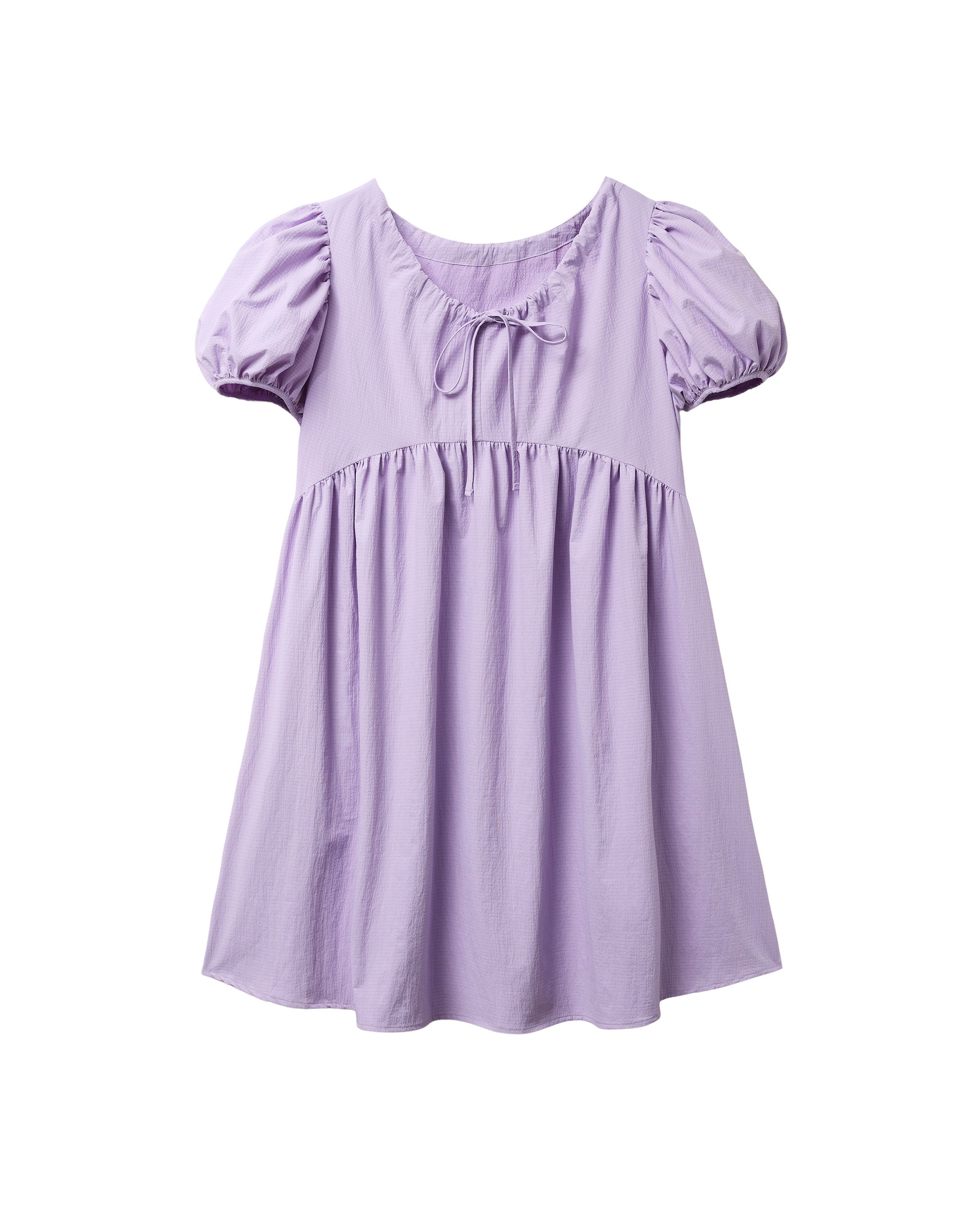 ROBE À MANCHES BOUFFANTES ET FRONCES ARQUÉES_VIOLET