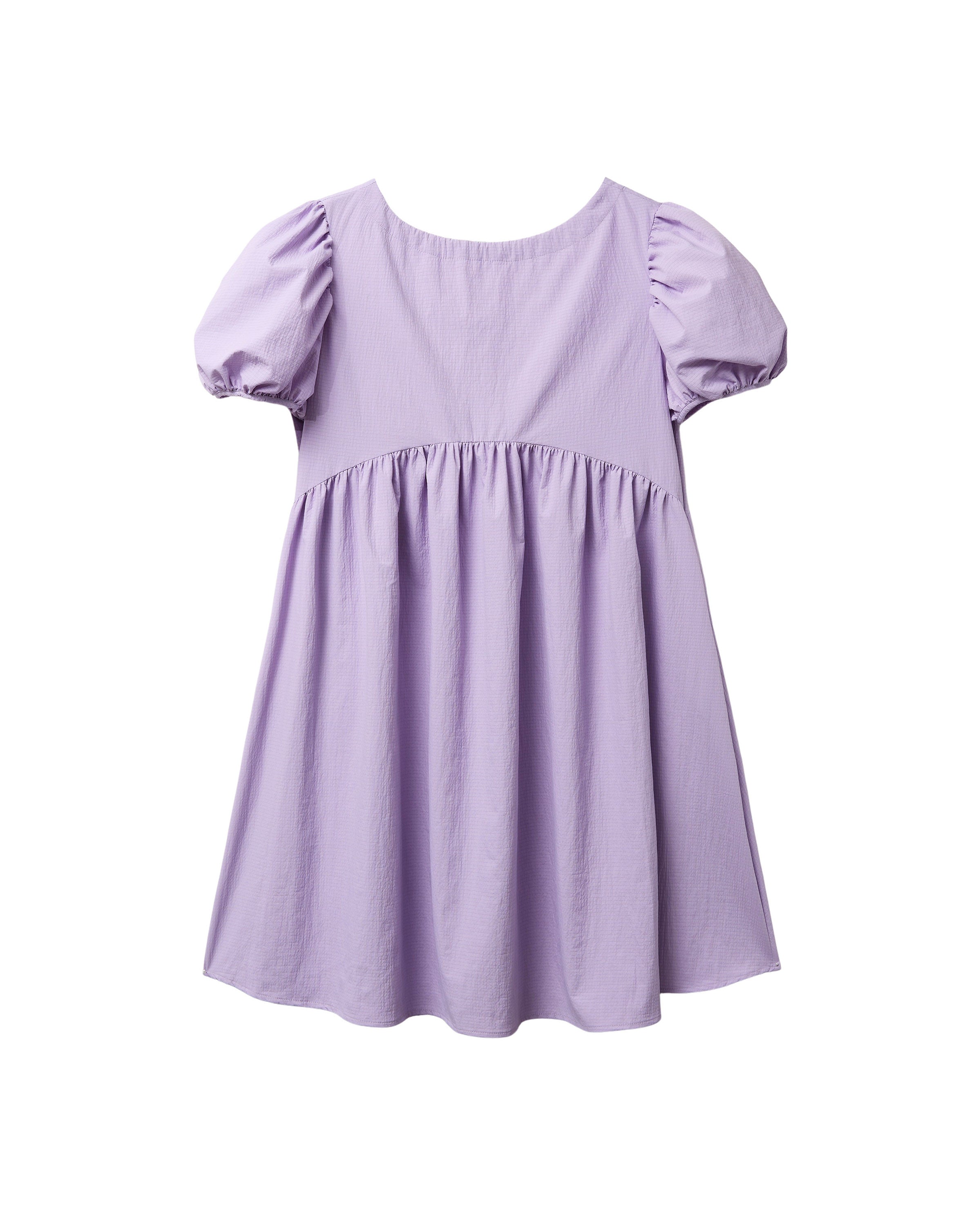 ROBE À MANCHES BOUFFANTES ET FRONCES ARQUÉES_VIOLET