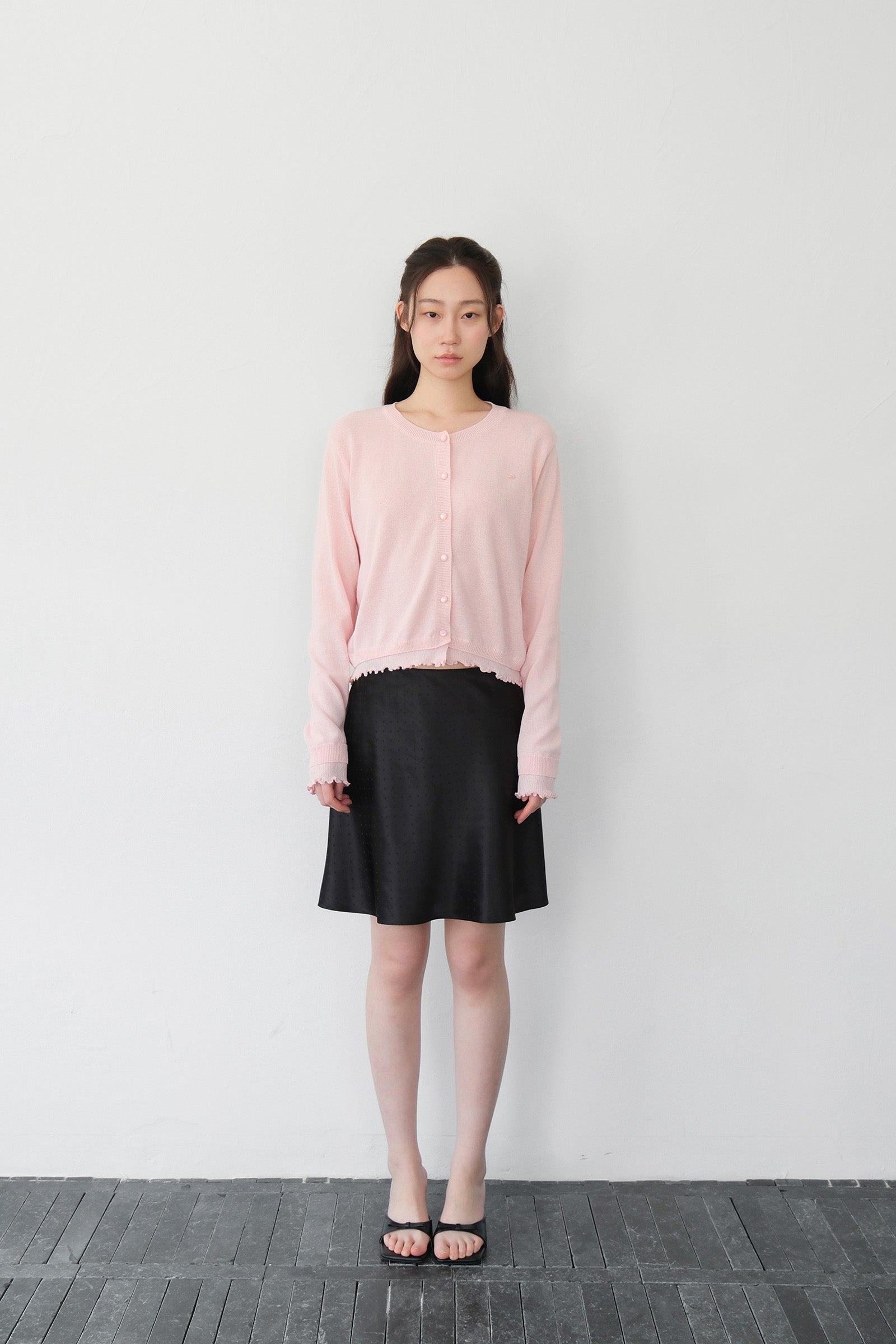 MOUI LAYERED FRILL CARDIGAN_PINK