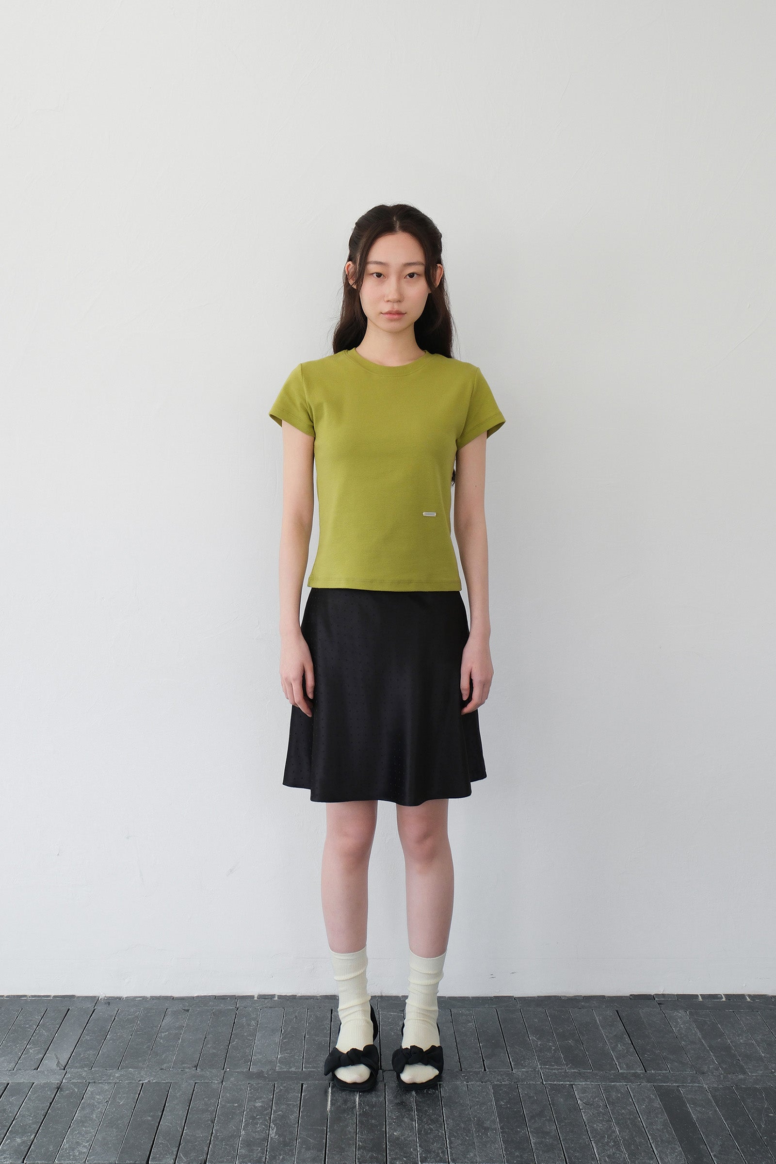 MOUI JUPE MIDI SATINÉE À POIS_NOIR