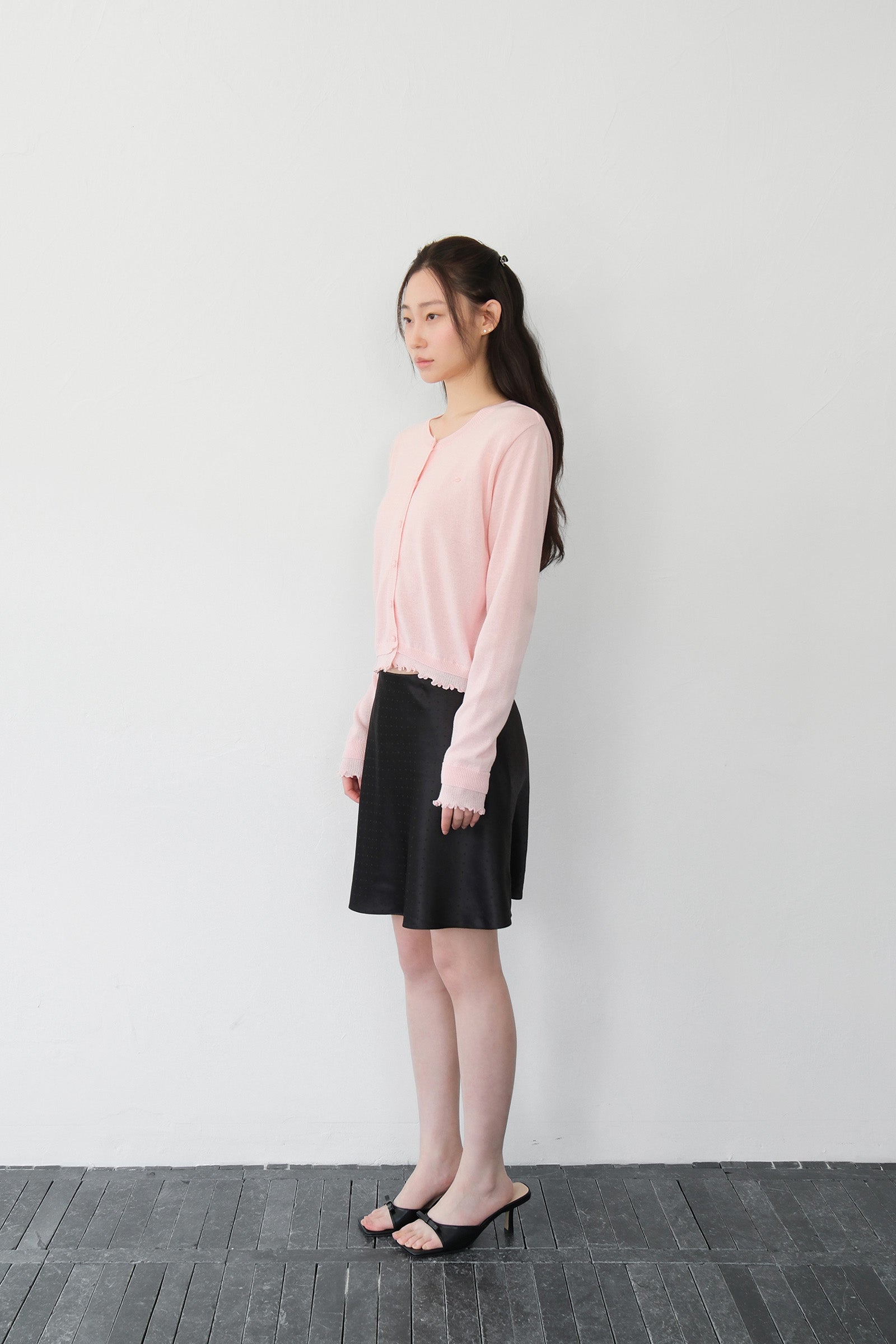MOUI LAYERED FRILL CARDIGAN_PINK